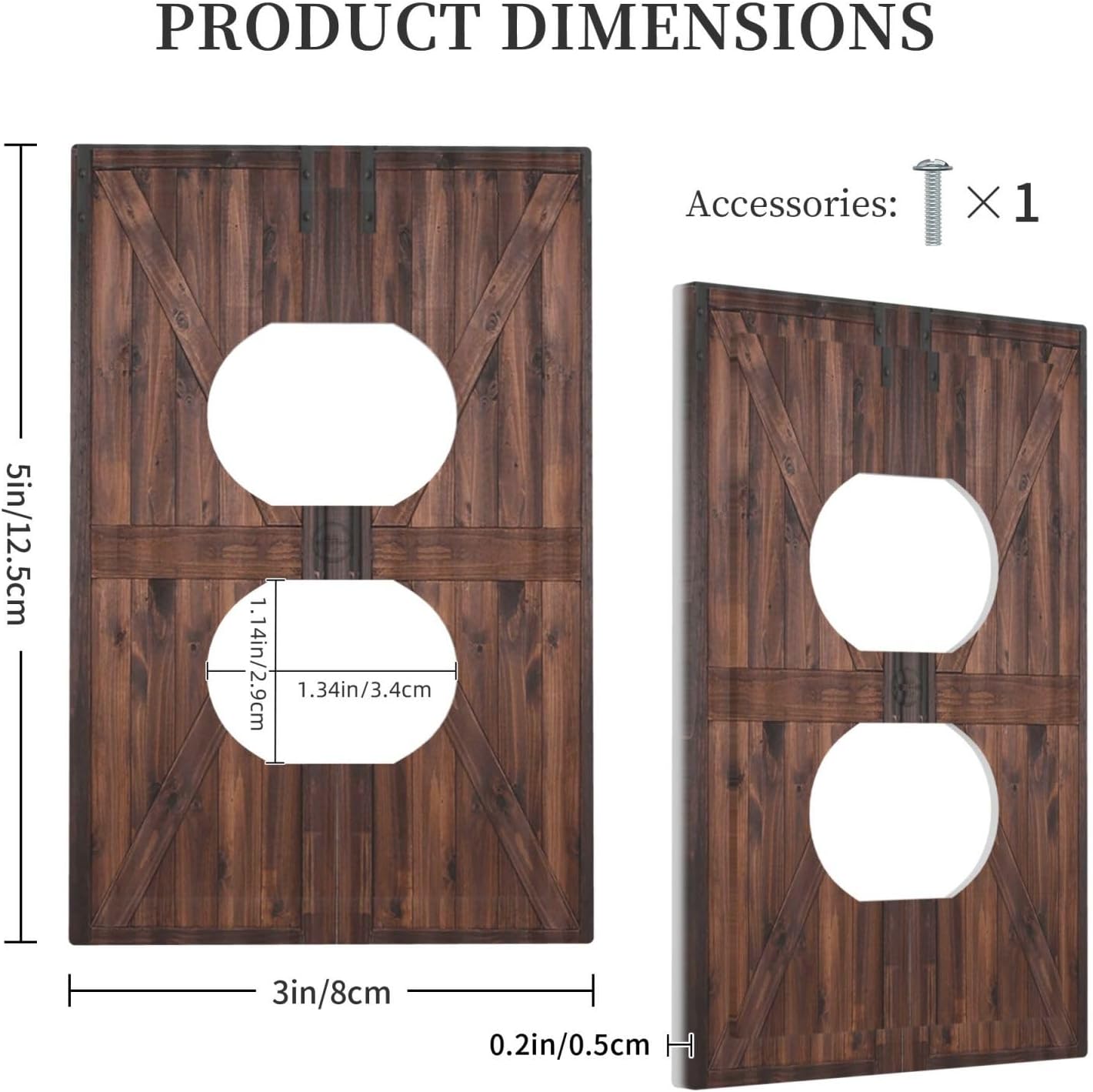 Decorative Outlet Covers Vintage Brown Farmhouse Barn Door 1 Gang Duplex Light Switch Cover Plate Unique Wall Plates for Electrical Outlets Switch Plate Covers for Bedroom Home Decor