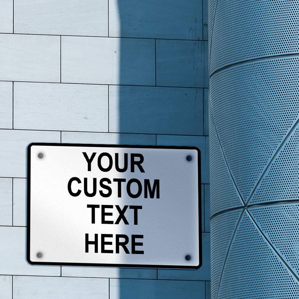 Aluminum Weatherproof Metal Sign Multiple Sizes Custom Personalized Text Here White Black Traffic Regulation Horizontal Street Signs 14x10Inches