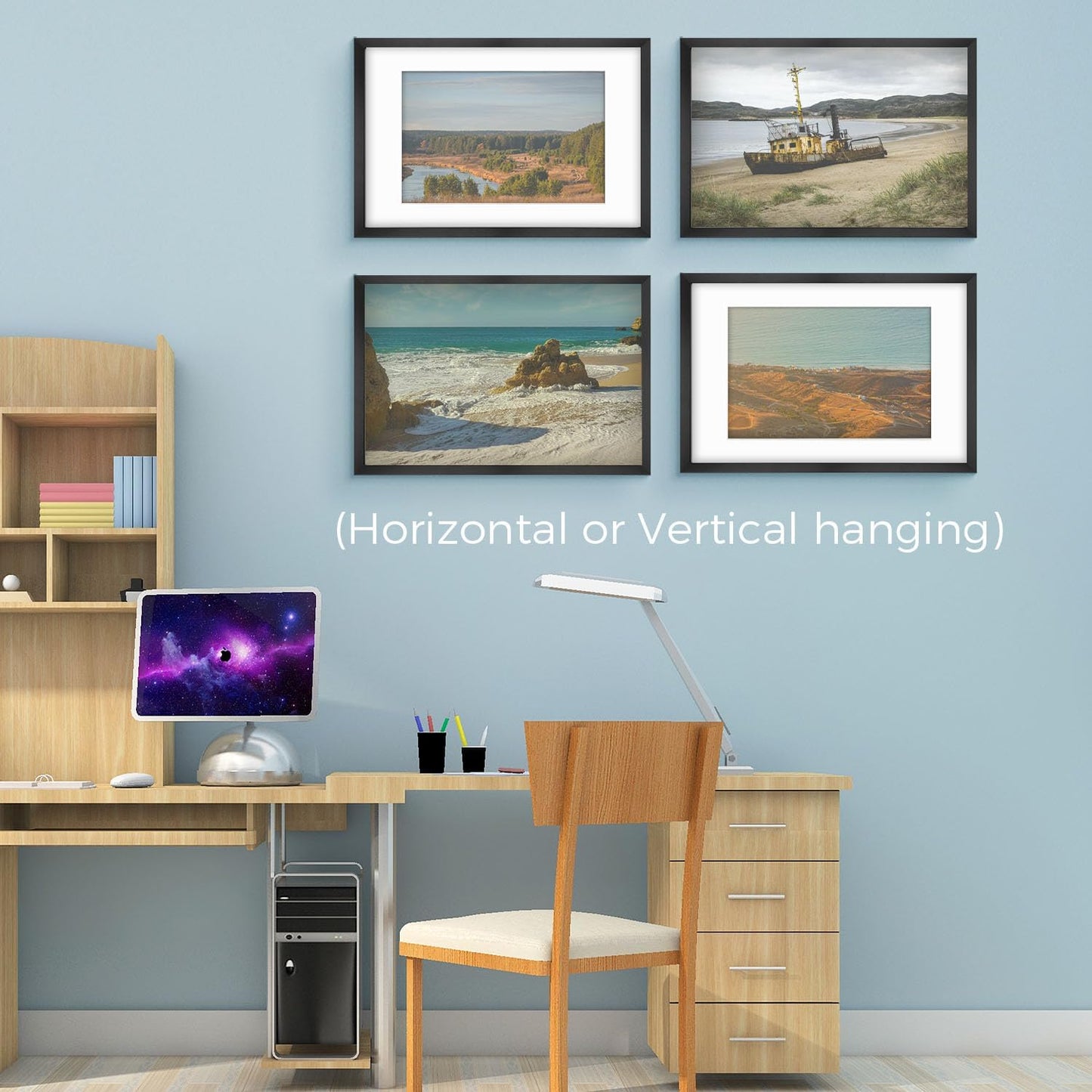 Golden State Art, 16X24 Picture Frame with Mat for 12X18 - High Definition Glass Wall Mounting Horizontal Vertical Display (Black, 2 Pack)