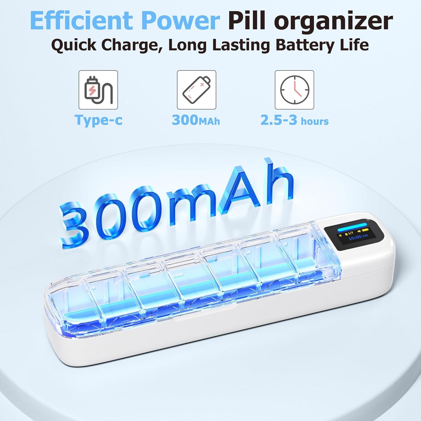 Daviky Smart Pill Organizer with Alarm, Bluetooth Daily Once a Day Pill Dispenser 7 Day with APP, Weekly Travel Pill Case, Portable Pill Reminder for Medicines, Supplements and Vitamins (White)