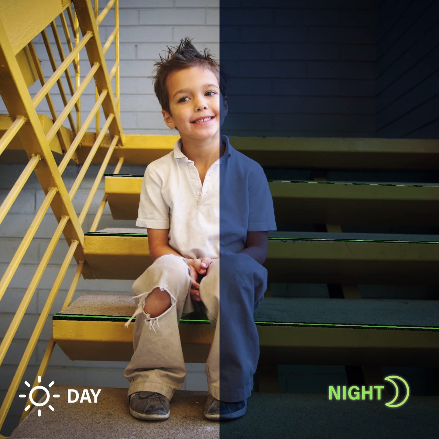 Anti Slip Glow in The Dark Traction Tape 2Inch x 16ft – Heavy Duty Adhesive Grip Non Skid Tape for Stairs Waterproof Safety - Outdoor/Indoor - Neon Strips Walk Black - 2 Pack