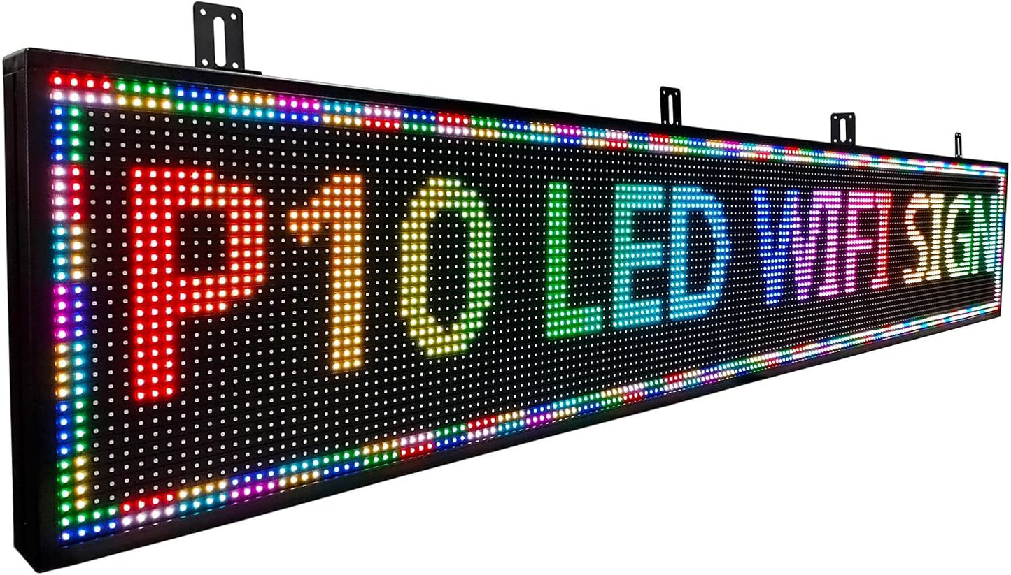 Programmable Led Sign Screen Outdoor Digital Pantalla Para Publicidad Custom Word Scrolling Usb Wifi Enabled Control Display Message Board Lights for Mobile Phone and Windows (77"x14")