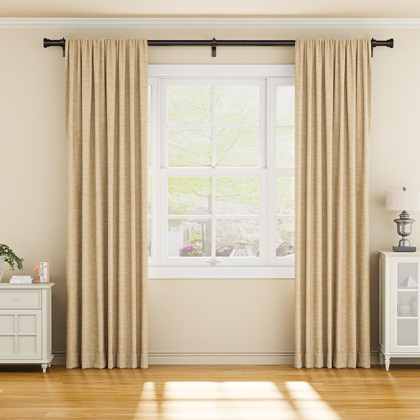 Curtain Rod 2 Pack 32-118 Inch, Heavy Duty 1 Inch Curtain Rod, Black Long Adjustable Window Treatment Rods,Modern Design, Easy Installation