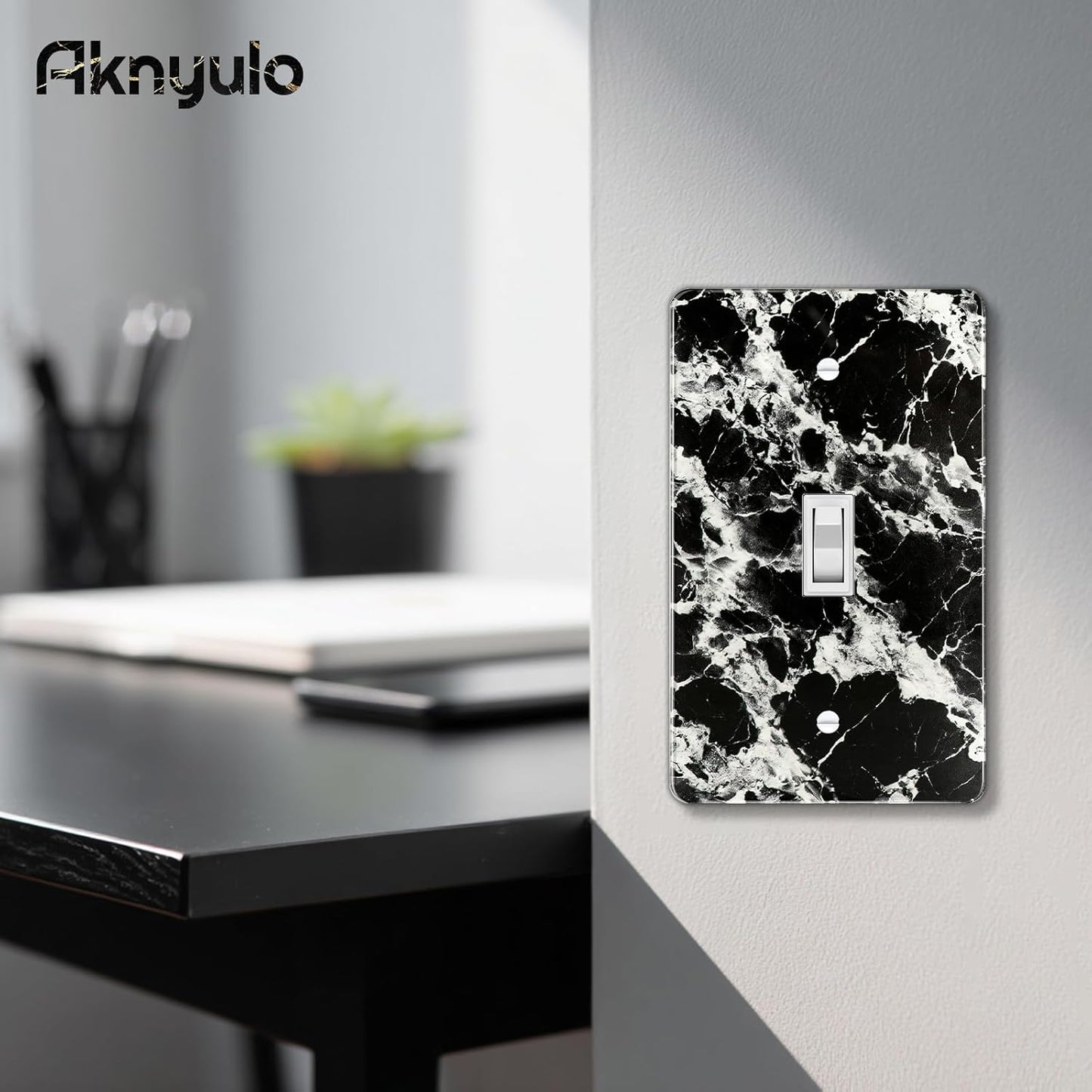 Black White Marble Pattern Acrylic Light Switch Plate Light Switch Cover Switch Plate Decorative Acrylic Wall Plate Single Toggle
