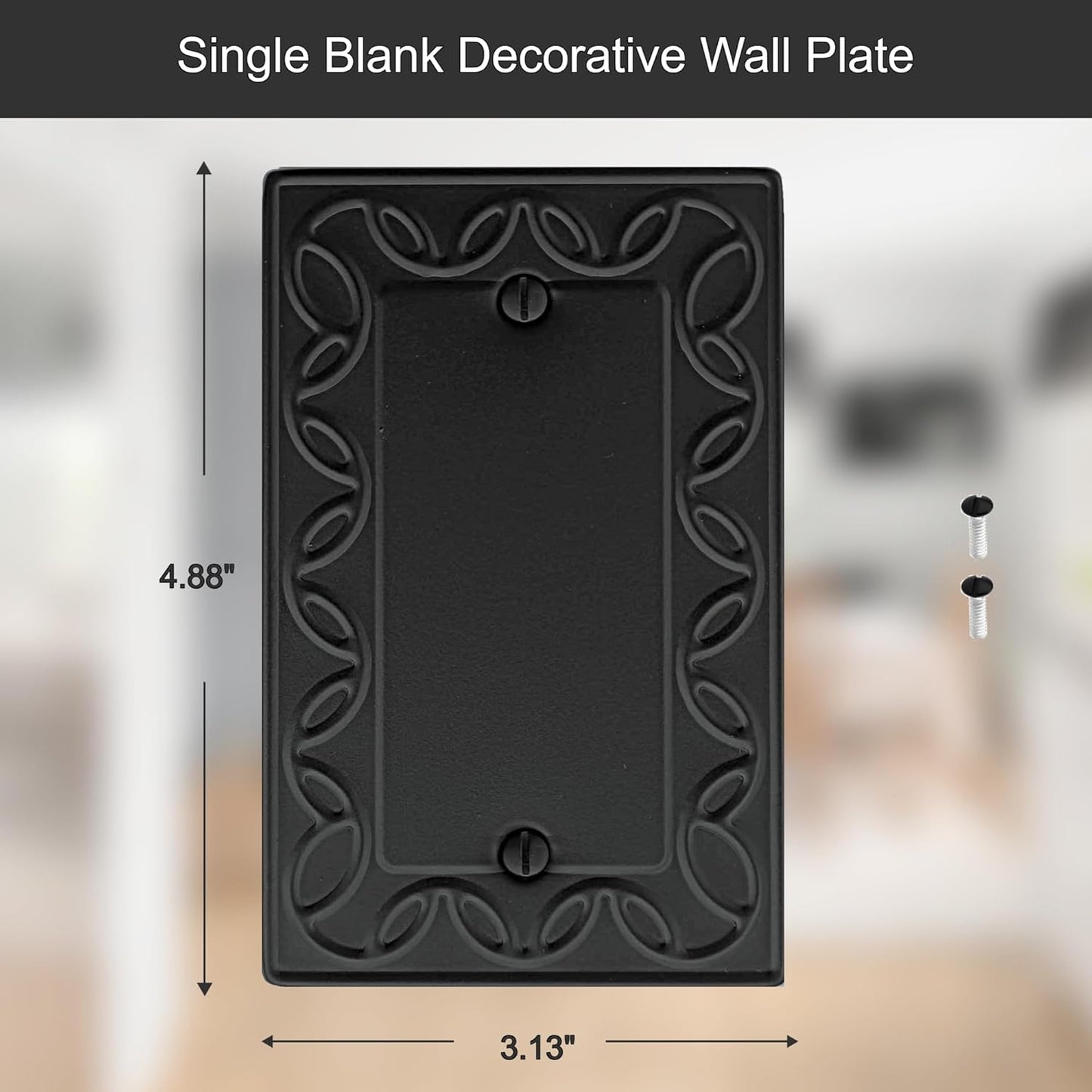 Single Blank Light Switch Cover NovaBloom Metal Wall Plate, 4-Pack Black 1 Gang, Light Switch Cover Outlet Cover Decorative Wallplate, Durable