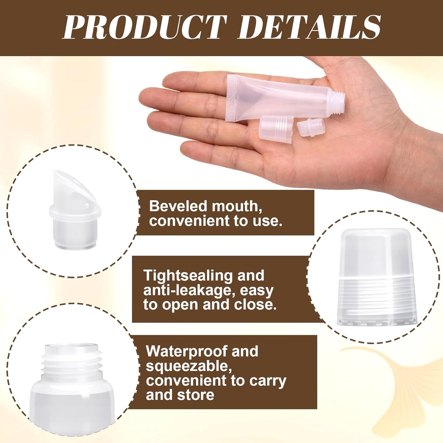 OIIKI 8pcs Empty Lip Gloss Squeeze Tubes, 10ml Refillable Lip Balm Containers with Screw Cover, Clear Soft Portable Empty Tube Makeup Containers for Travel Toiletries