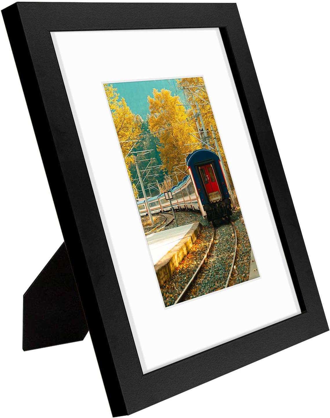 Golden State Art, 8x10 Picture Frame with Mat for 5x7 Photo - High Definition Glass Wall Mounting or Tabletop Display (Black, 2 Pack)
