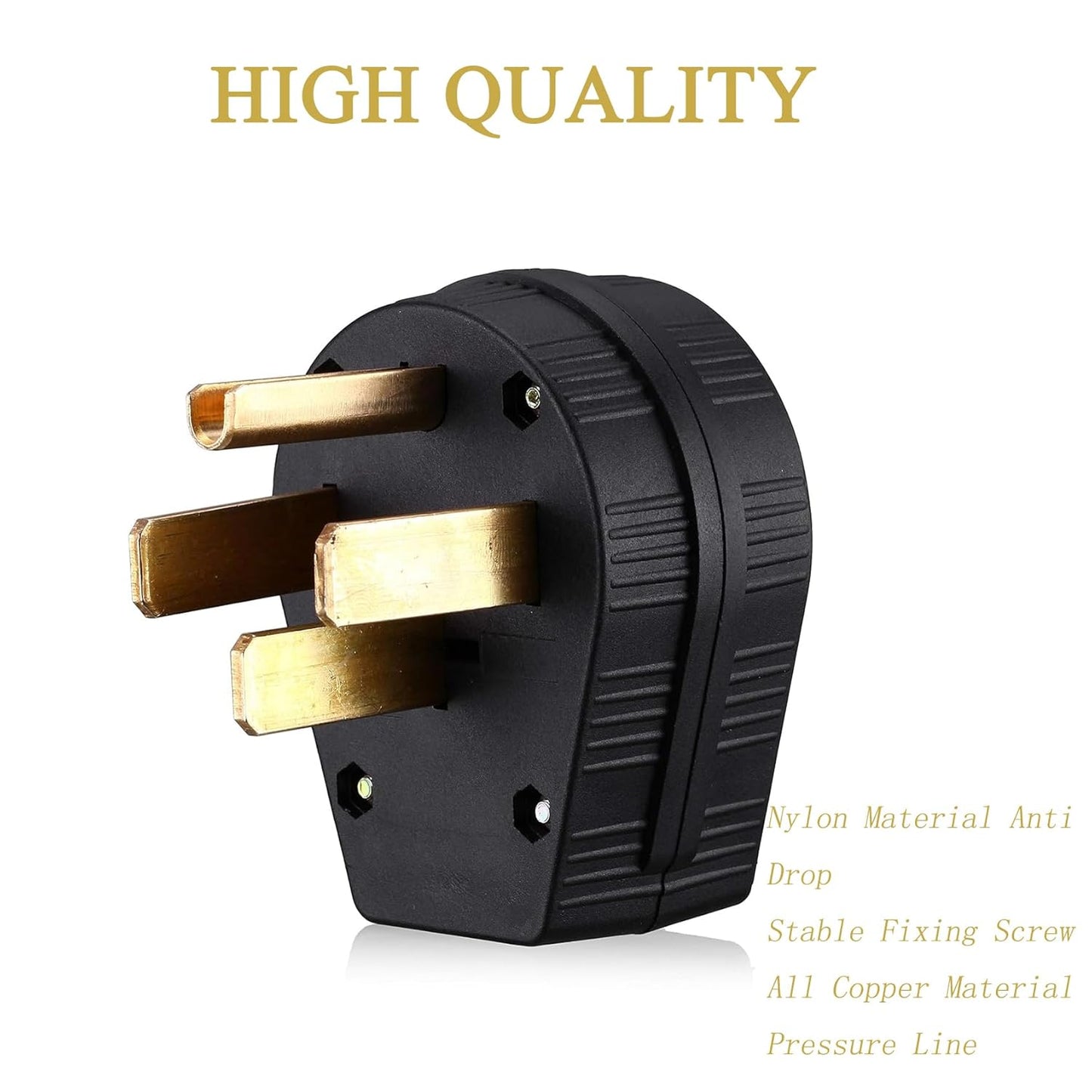 Nema 14-50P Plug 50 Amp 125/250 Volt Plug with 3 Pole 4 Wire Heavy Duty Spec Industrial Grade for Dryer and Ranges