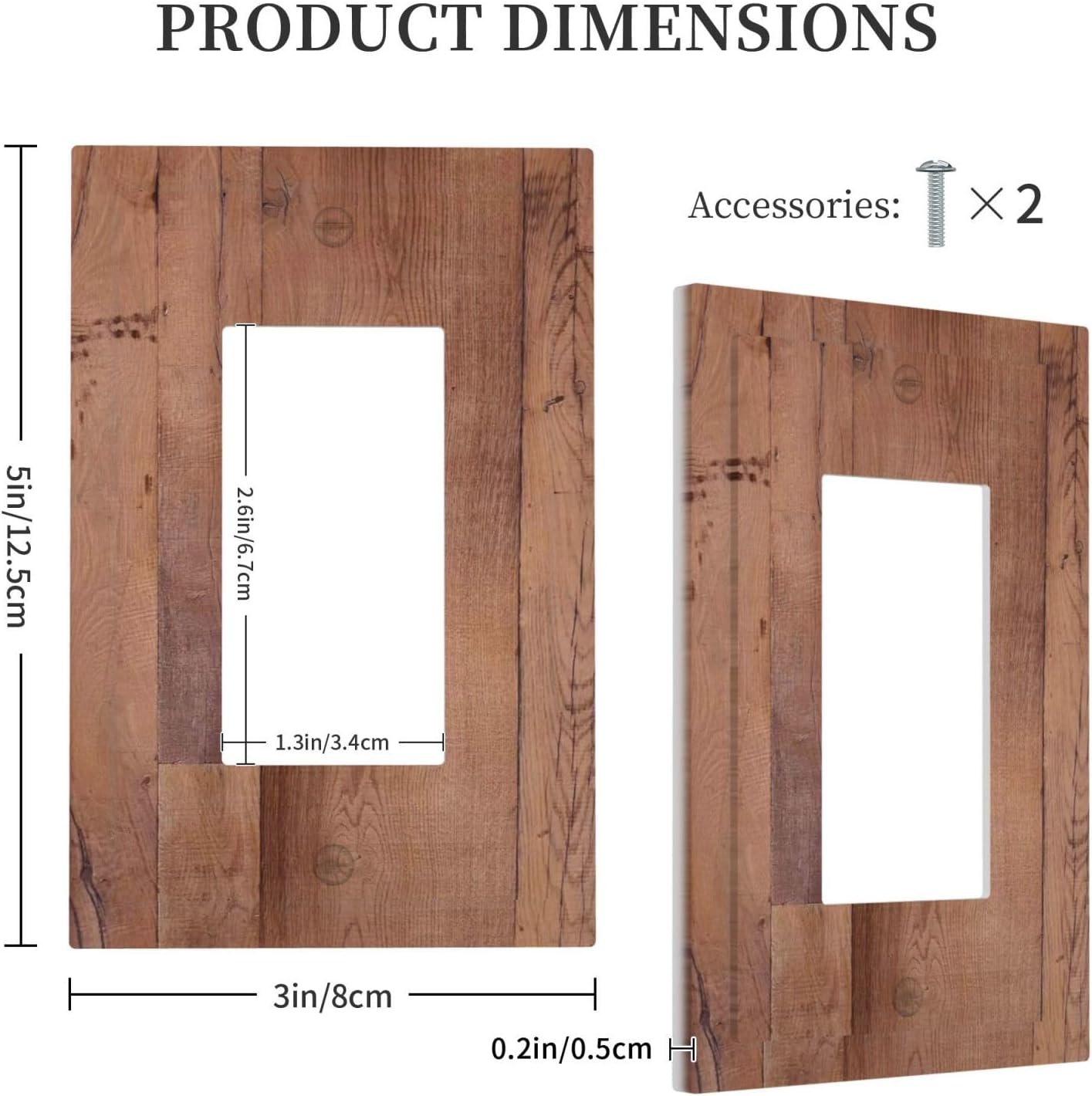 Rustic Brown Dark Wood Texture Printing Decorative Outlet Covers 1 Gang Single Rocker Light Switch Cover Plate Wall Plates Gfci Faceplate For Farmhouse Cabin Decor