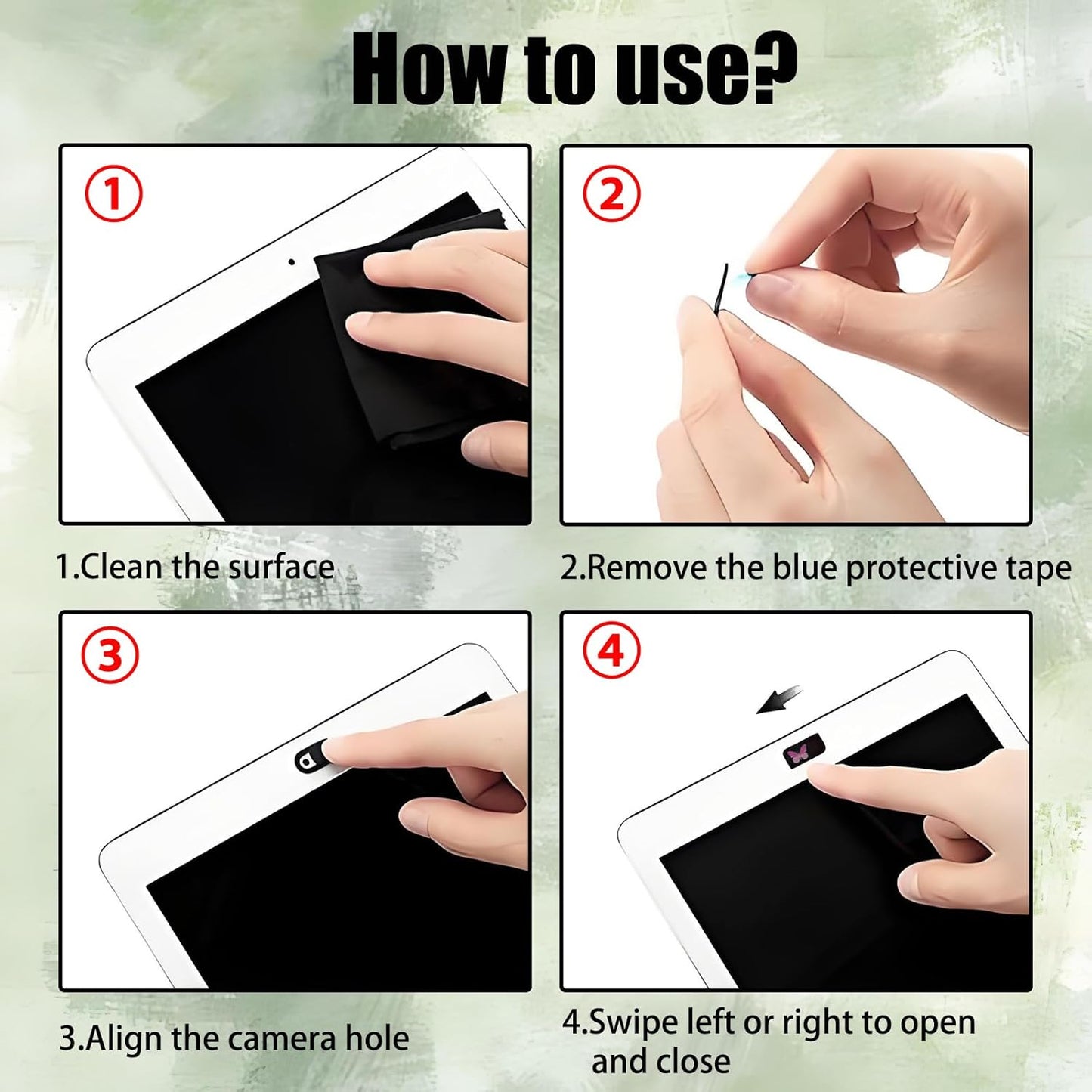 3 Pcs Laptop Camera Cover Slide, Ultra Thin Webcam Privacy Cover, Phone Camera Blocker to Protect Privacy for Laptop, Desktop, Tablet, Computer or Smartphone (Butterfly)