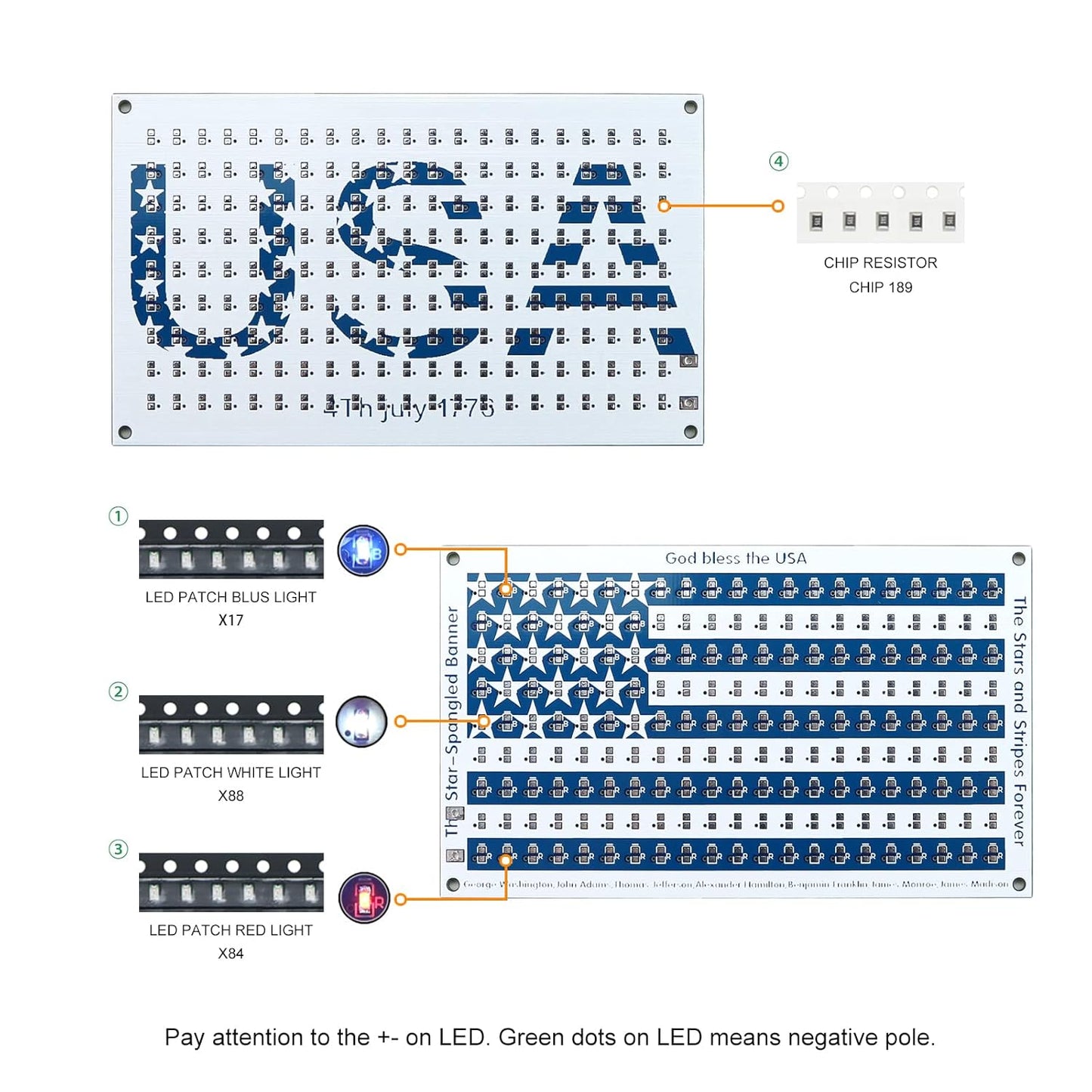 5in1 DIY Soldering practice Kit! Includes Small USA Flag, Star LED, USB Night Light, 15Way Flow & Drip Lights. SMD/SMT projects, ideal for beginners.This exercise kit can unleash your creativity
