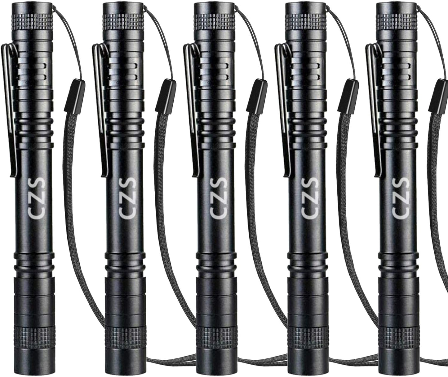 CZS LED Flashlight Penlight 1000 Lumens Battery-Powered Handheld Pen Light Pocket Torch Powered by 2AAA Battery,5 PCS (Battery Not Included)