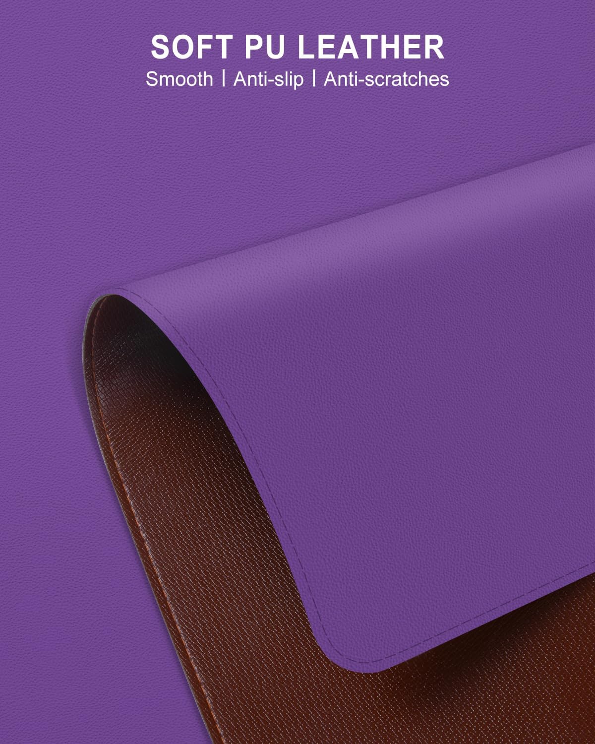 Heated Desk Pad, 31.5" x 13" Leather Non-Slip Warm Desk Pad, Large Mouse Mat with 3 Levels Heating & 3 Hours Auto Shut-Off, Hand and Foot Warmer for Office, Home, Purple