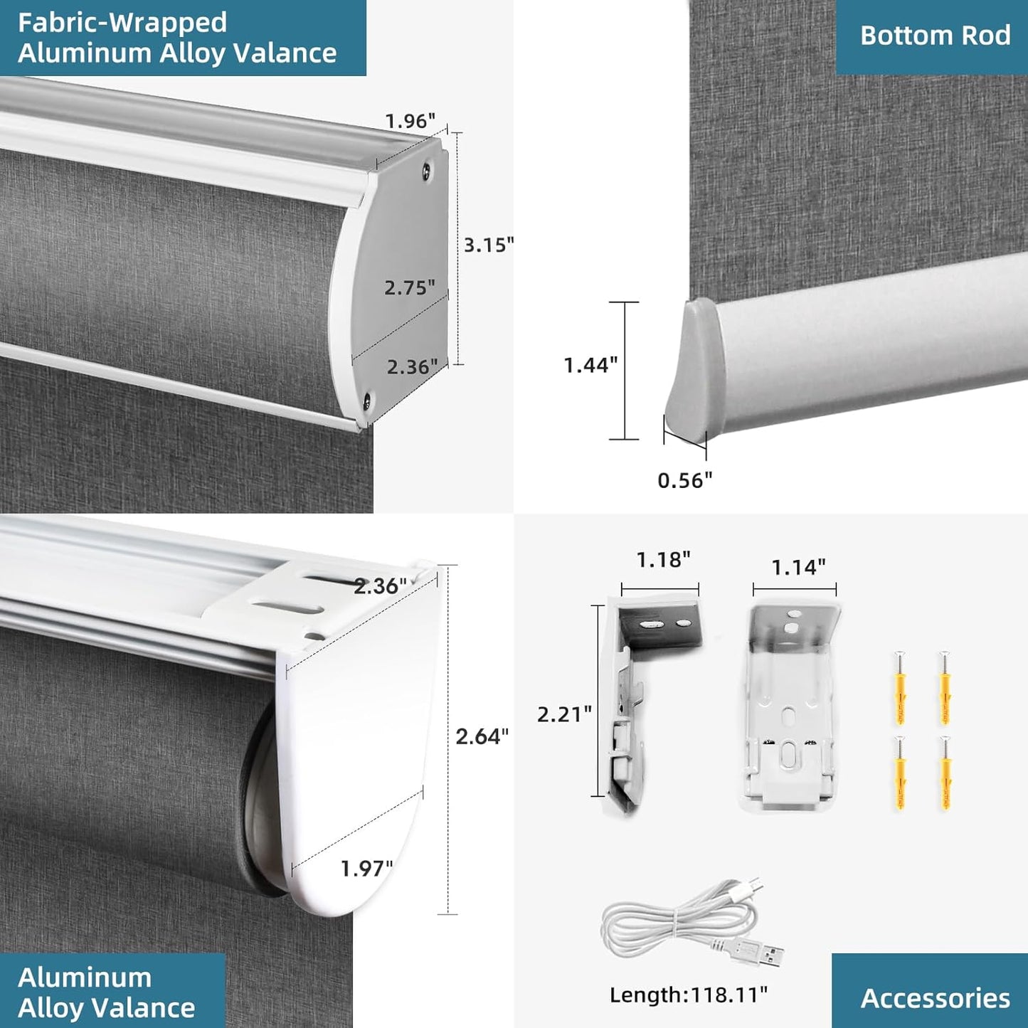 SmartWings Motorized Blinds Shades for Window Remote Control Smart Blind Shade Work with Thread Homekit Apple Z-wave Alexa Automatic Roller Shade Blackout Customized 16"-110"W (Bouvardia Medium Grey)