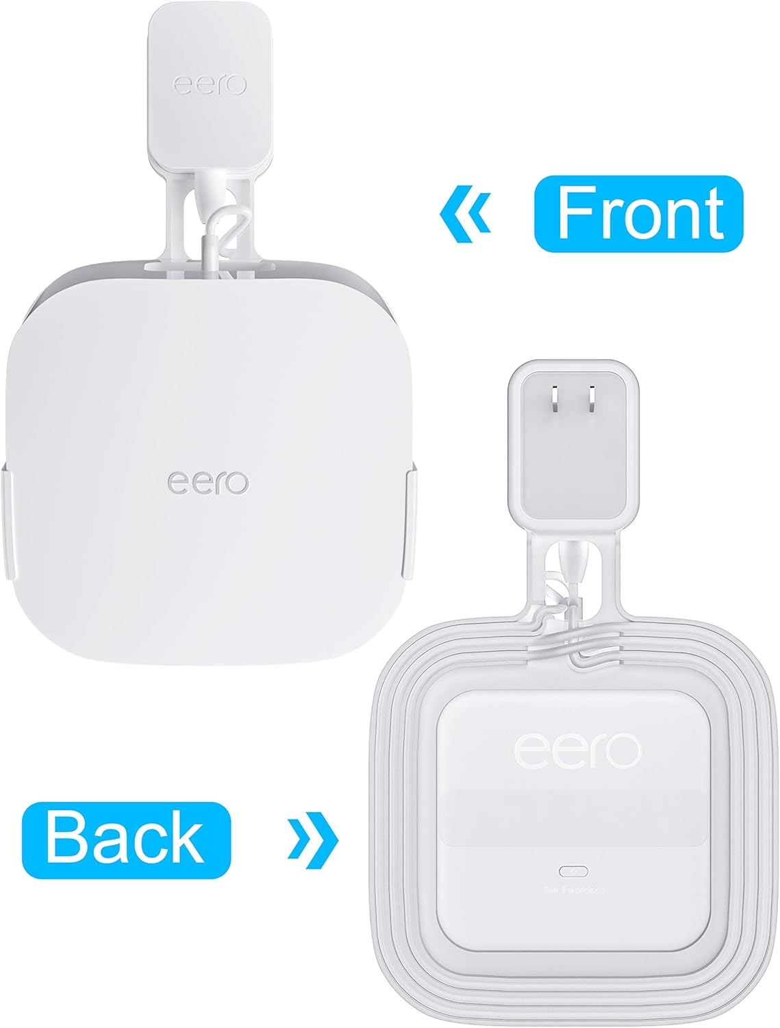 COOLWUFAN Wall Mount Holder for eero Pro 6 or eero Pro 6E Home WiFi System-Simple and Sturdy Wall Mount Holder Stand Bracket for eero Pro 6E & Pro 6 tri-Band mesh Wi-Fi 6 System (White(1 Pack))
