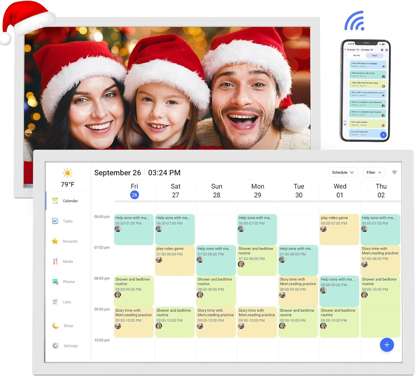 Digital Calendar Wall Planner 24"-Touchscreen-Chore-Chart - Smart Electronic Calendar for Family Schedules Meal Planner, To Do List Notepad, Streamline Household Organization, Wall Mount White