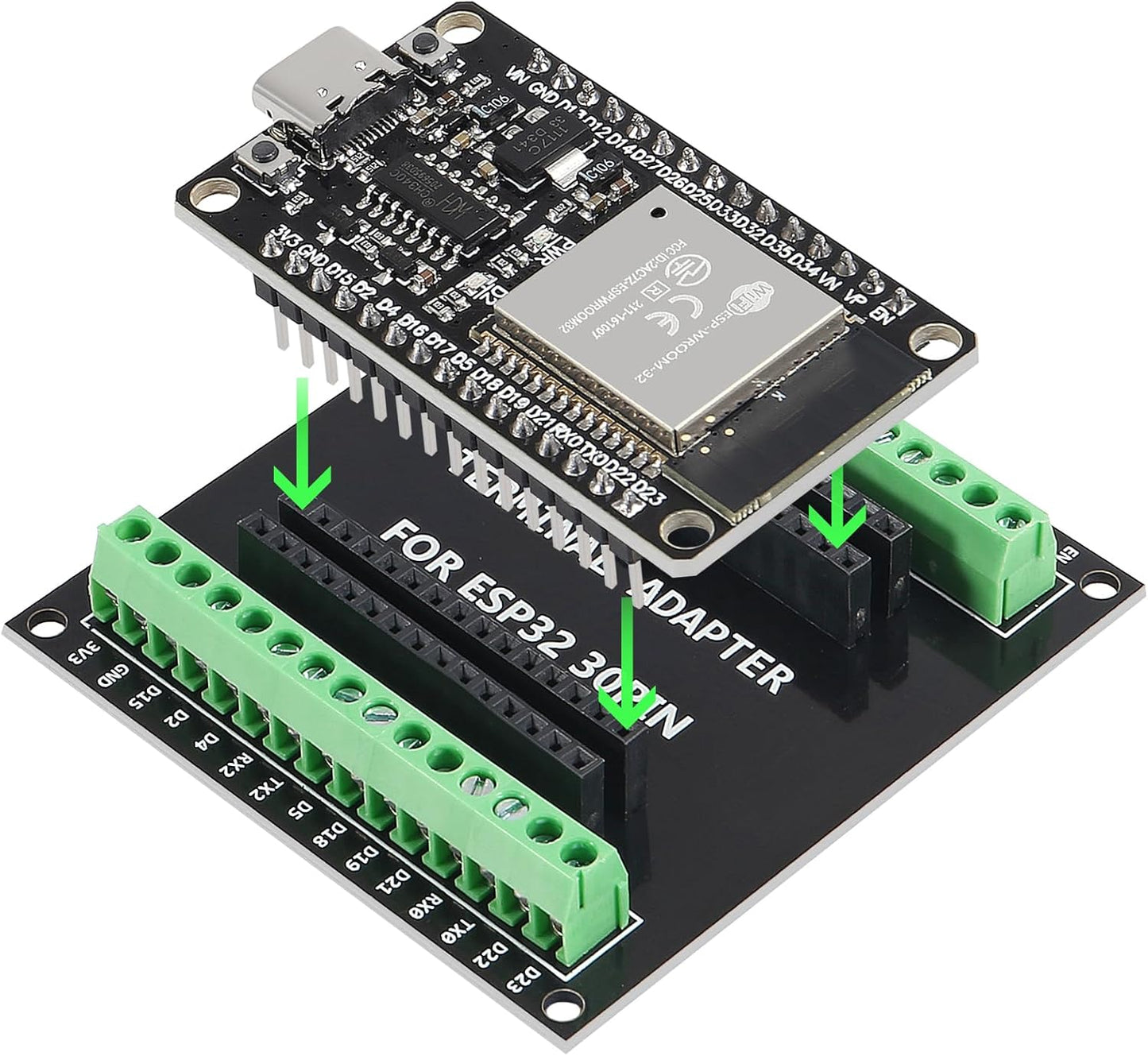 4Pcs ESP32 30Pin Breakout Board GPIO 1 into Expansion Development Board Compatible with 30 Pins ESP32S ESP32 ESP-WROOM-32 Board