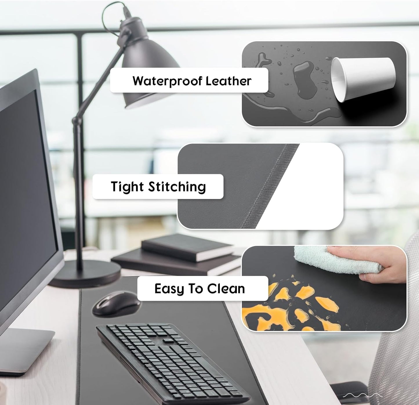 Konohan Heated Large Desk Mat PU Leather Warm Mouse Pad with 5 Heating Level & 4 Hour Auto Shut-Off Heating Keyboard Pad Warmer Gaming Mice Mat Only Supports 110v(Gray Color,31.5" X 13")