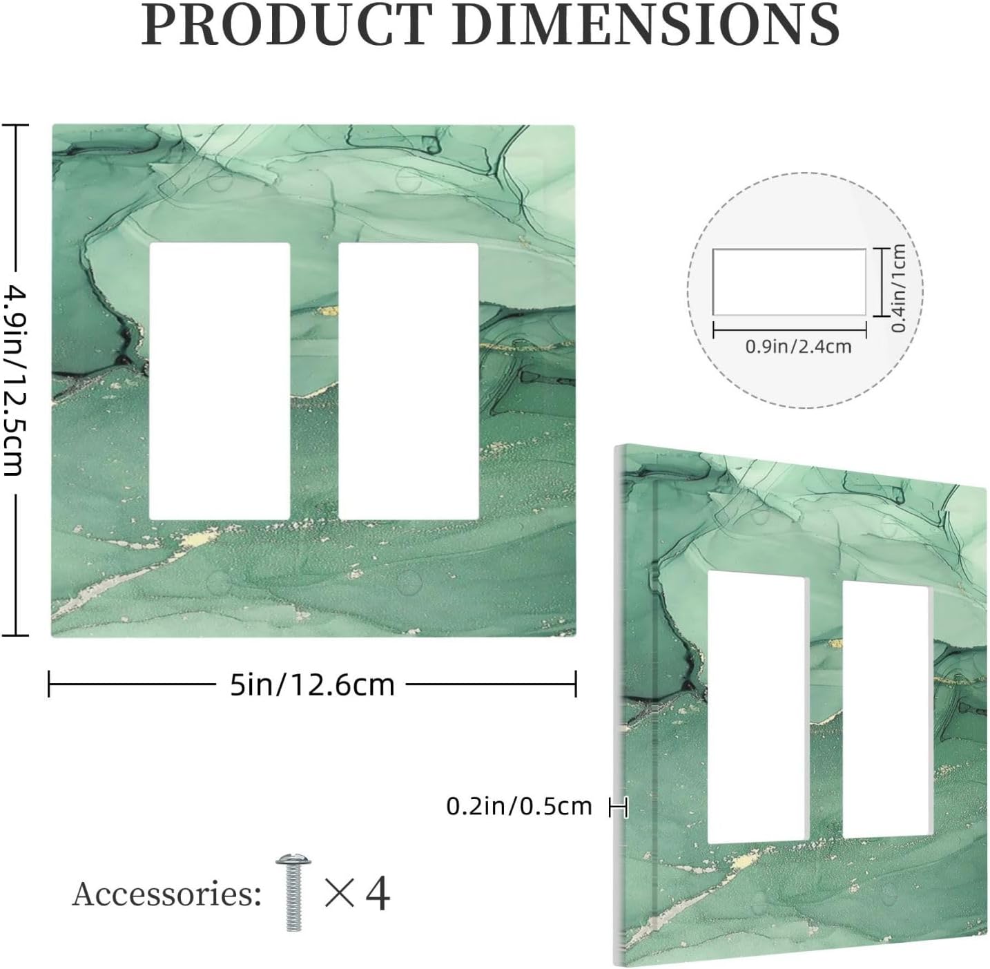 Decorative Outlet Covers Simple Green Marble 2 Gang Double GFCI Rocker Electrical Wall Panels Light Switch Cover Plate for living Room Office Decor