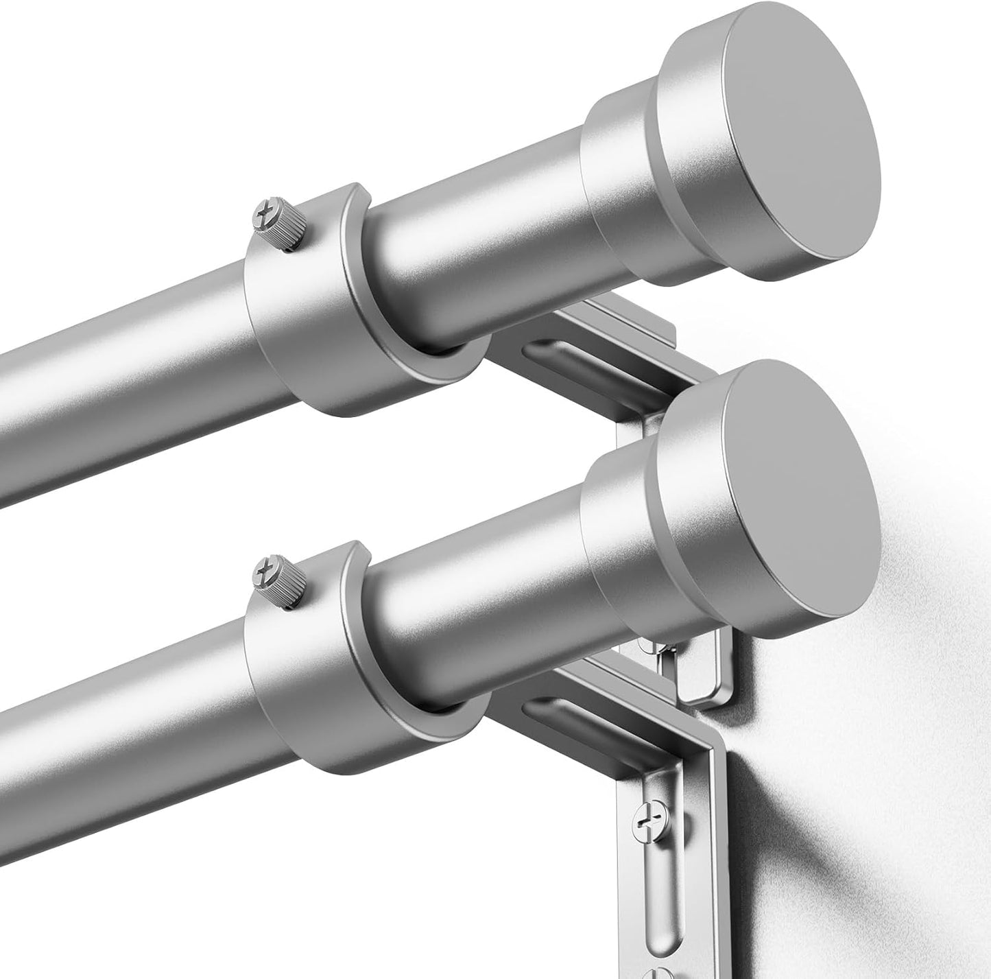Curtain Rod 2 Pack 32-144 Inch, Heavy Duty 1 Inch Curtain Rod, Sliver Extra Long Adjustable Window Treatment Rods, Modern Design, Easy Installation