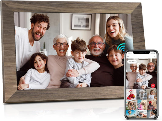 Canupdog WiFi Digital Picture Frame 10.1 Inch, IPS Touch Screen Smart Cloud Digital Photo Frame with 16GB Storage, Wall Mountable, Auto-Rotate, Share Photos from Anywhere Via App