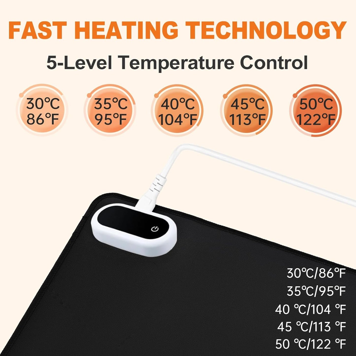 Heated Desk Pad and Mouse Pad (Large 31.5x13 Inch) - 5-Temperature Settings with 4H Auto Off, Fast Warm-Up Electric Office Mat for Home, Work & Gaming (Dark Gray)