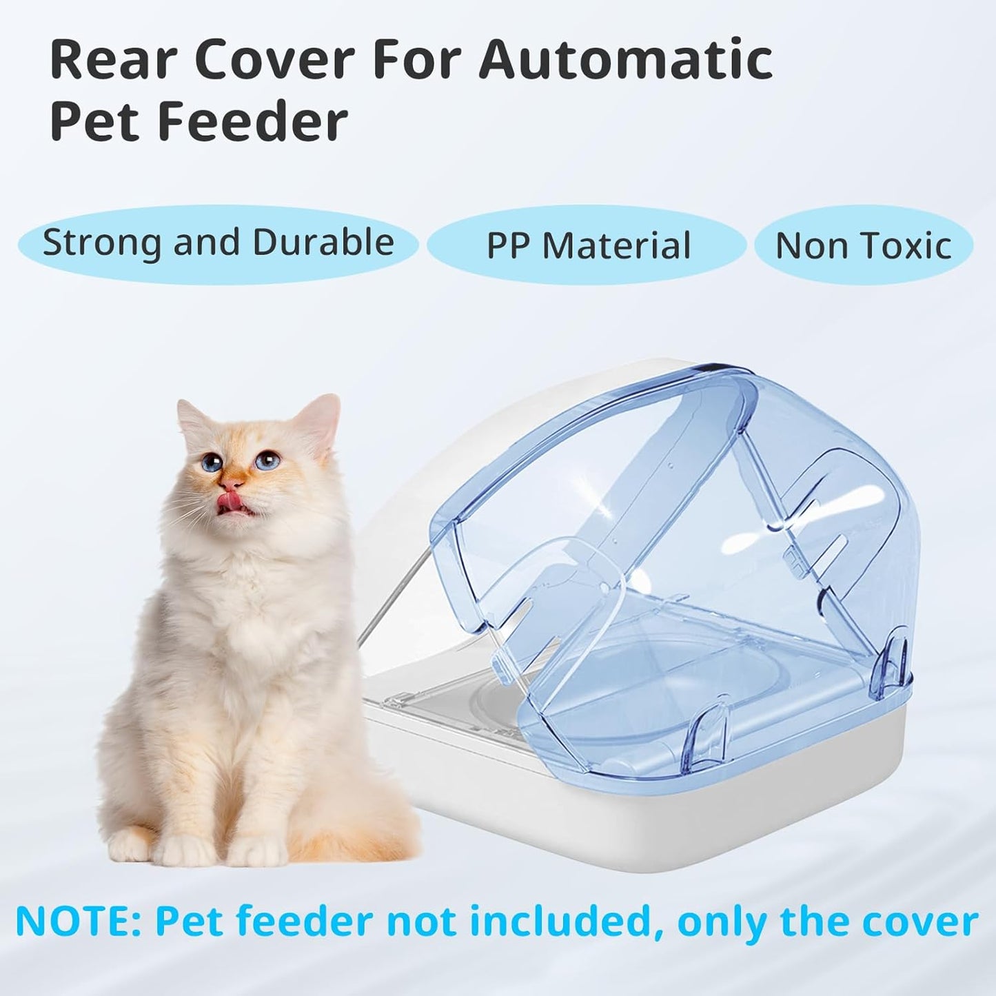 Rear Cover for Automatic Microchip Cat Pet Feeder - Prevents Persistent Pet from Getting Food from The Back of The Feeder - Blue
