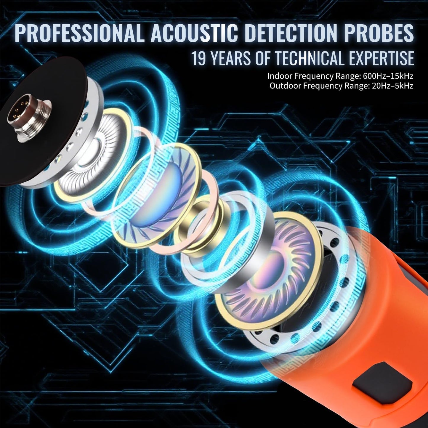PQWT 125C Water Leak Detector, Indoor & Outdoor Underground Water Pipe Leak Detection Measurement Depth 9.84ft/3m