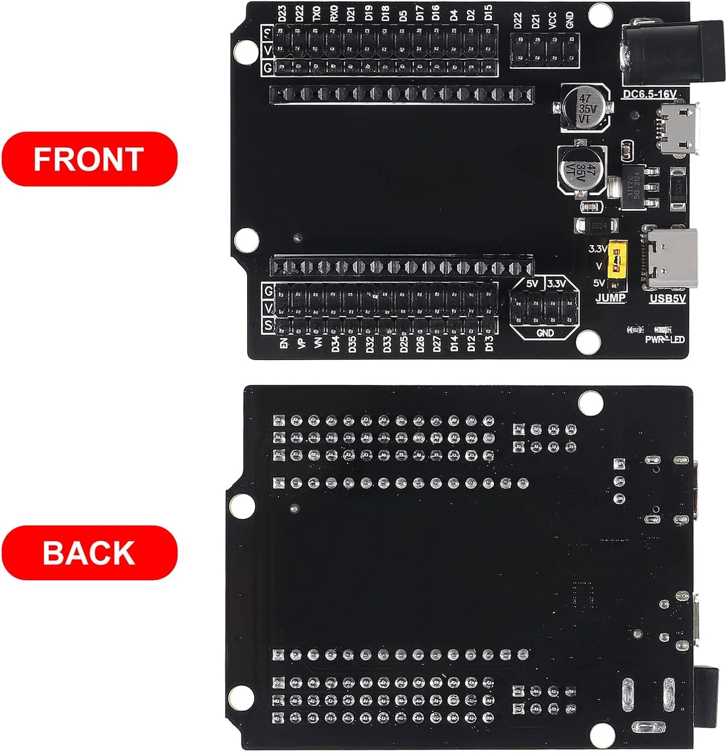 AITRIP 2 Sets ESP-WROOM-32 ESP32 ESP-32S Development Board CP2102 WiFi+Bluetooth Ultra-Low Power Dual Core ESP32-DevKitC-32 ESP-WROOM-32 with Expansion Board for Arduino