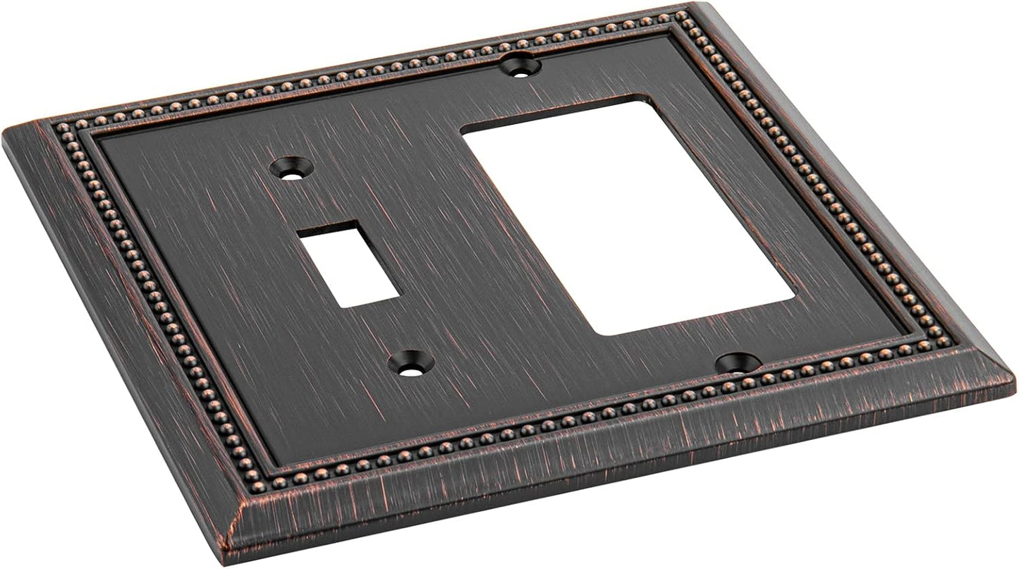 Henne Bery Sunken Pearls Heavy Duty Decorative Wall Plate Switch Plate Outlet Cover (Toggle/Decorator, Aged Bronze)
