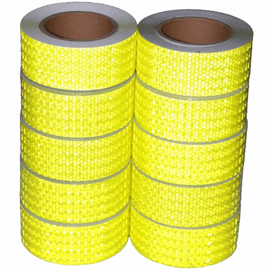 Fluorescent Yellow Reflective Tape Outdoor Waterproof 2 inch Wide, High Visibility Warning Safety Industrial Marking Tape (68 feet,10 Rolls)