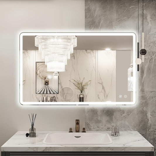 Niccy 20"x32" LED Bathroom Mirror, Rectangle Vanity Mirrors with Lights, Frontlit & Backlit Lighted Vanity Mirror, Memory Funtion, 3 Colors & Stepless Dimmable, Anti-Fog, Horizontal/Vertical