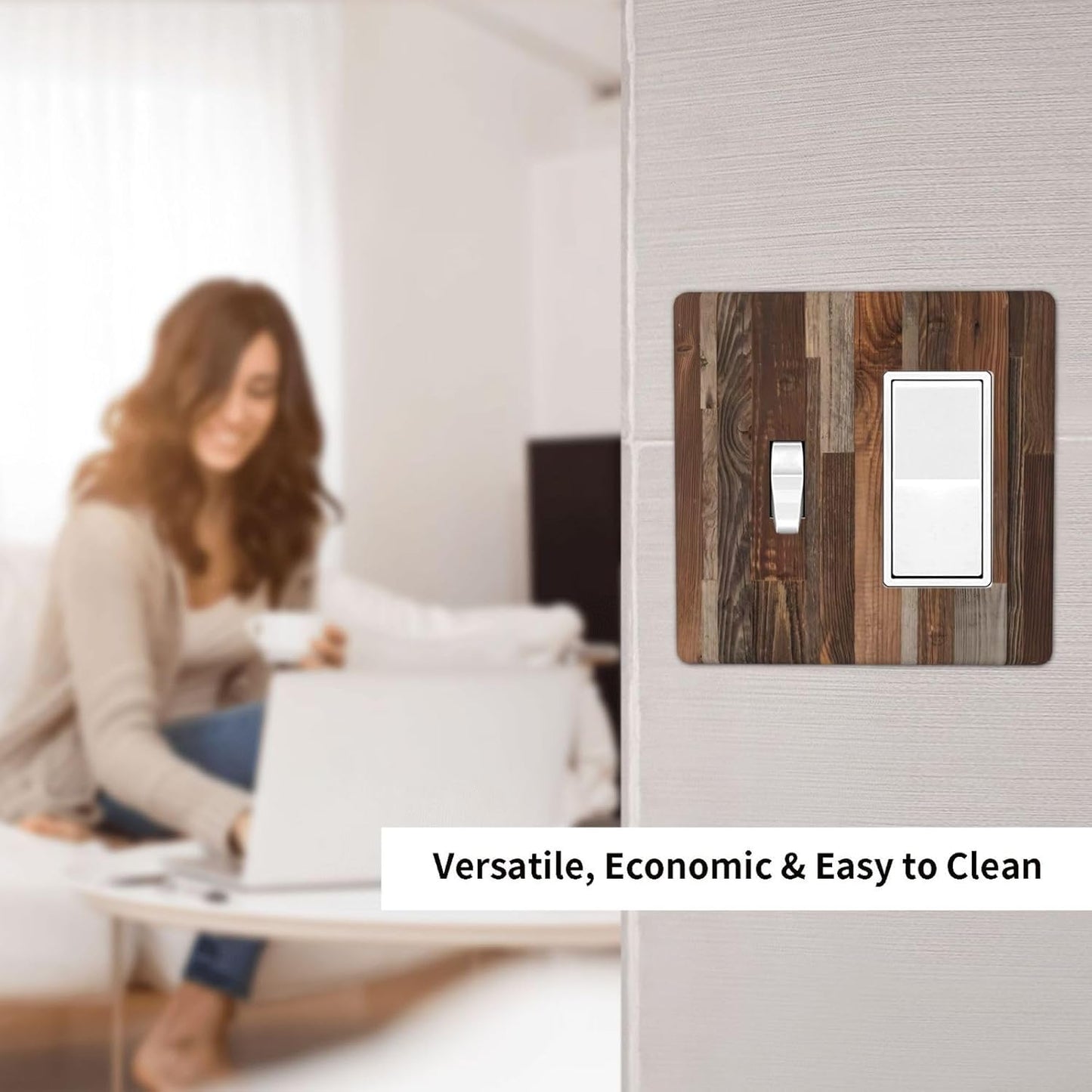 Vintage Brown Wooden Boards Print Wood Grain Outlet Covers 1 Toggle 1 Rocker Combination Decorative Wall Plate Electrical Switch Plates Light Switch Cover Plate for Farmhouse Home Decor