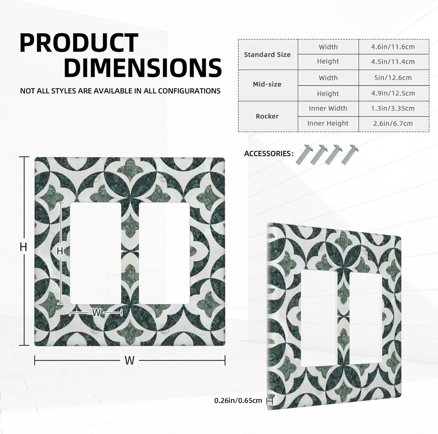 Green Luxury Modern Cubic Marble 2 Gang Double Rocker Decorative Light Switch Covers Electrical Faceplate Switch Plates for Bathroom Kitchen Home