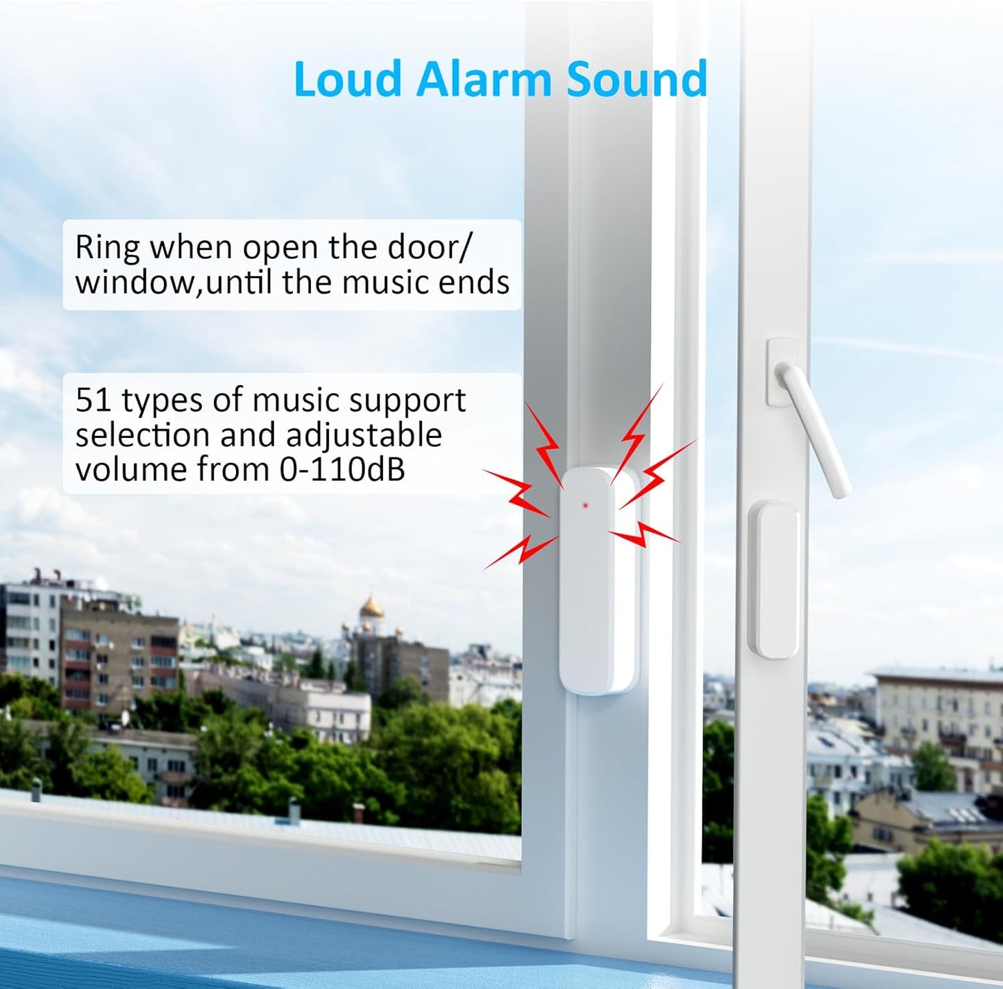 Wireless Door Chime, Door Open Sensor Alarm When Entry Business/Office/Store (500ft Range 51 Ringer Adjustable Volume) Home Alert Bell for Kid/Toddler Safety,1 Receiver +4 Sensors