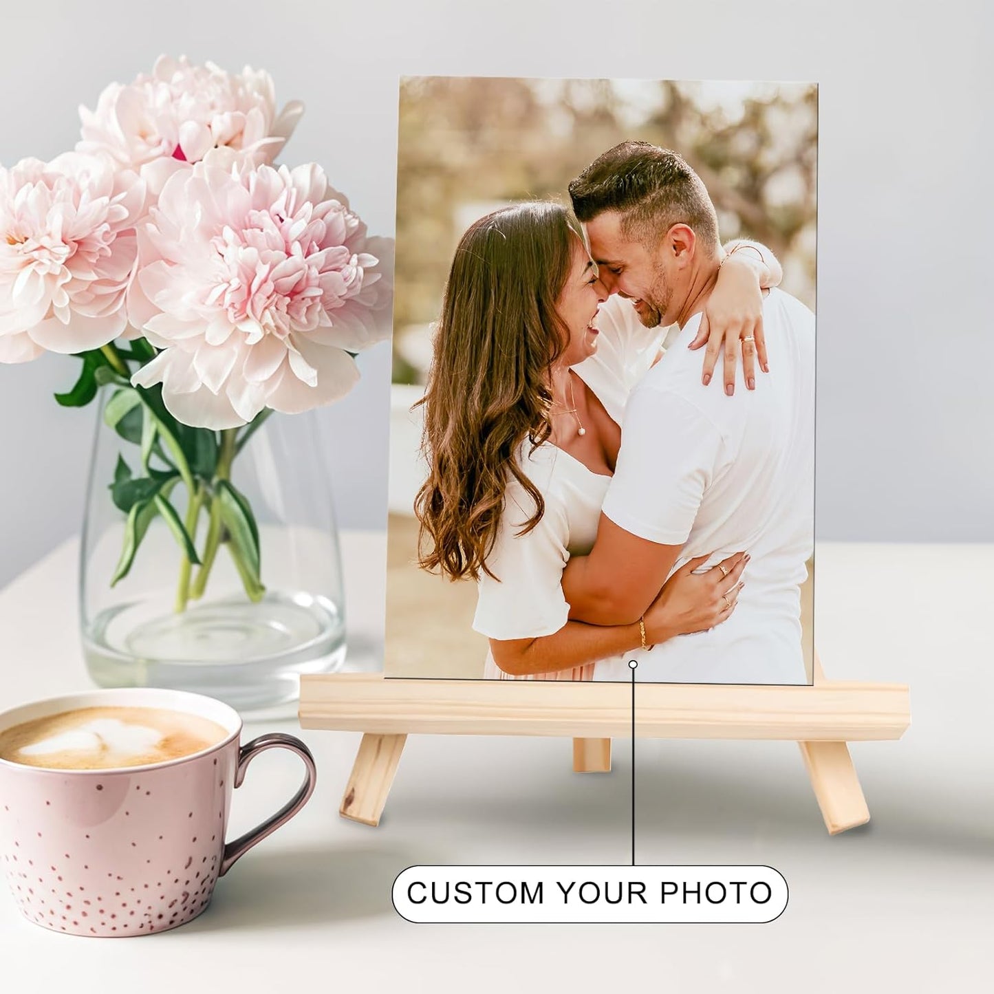 Custom Photo Frame with Stand, Personalized Picture Display, MDF and Wood Construction, Desktop Decor, Multiple Designs, Customizable Gift for Family and Friends