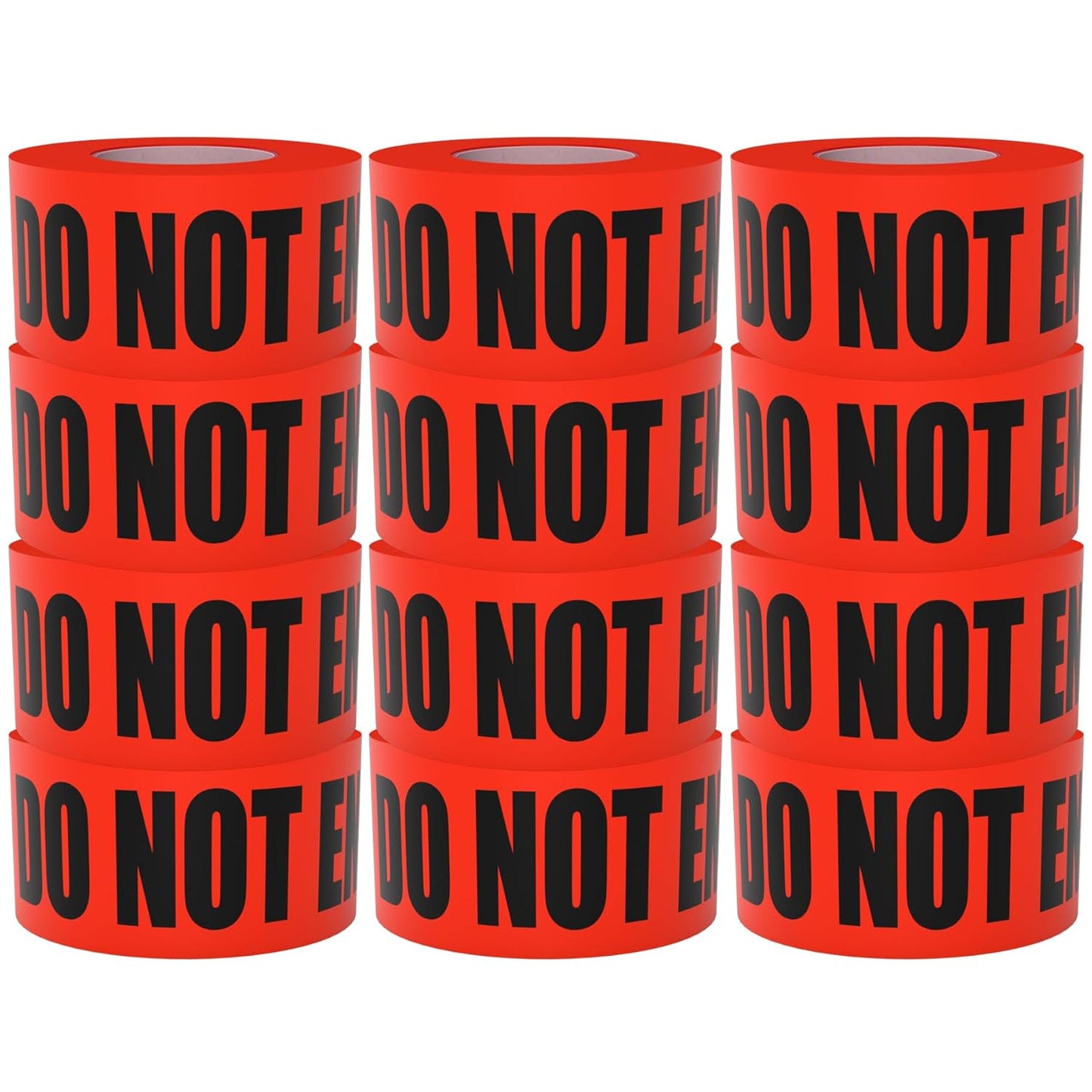 Danger Do Not Enter Tape 12 Pack 3 inch X 1000 feet • Sharp Red with a Bold Black Print for High Visibility • Tear Resistant Design