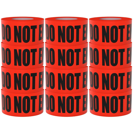 Danger Do Not Enter Tape 12 Pack 3 inch X 1000 feet • Sharp Red with a Bold Black Print for High Visibility • Tear Resistant Design
