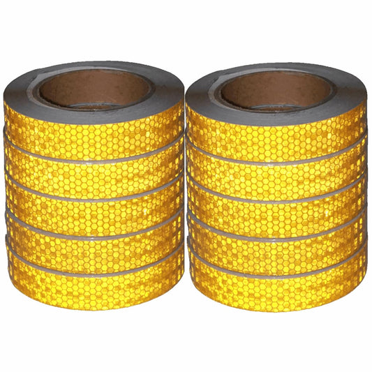 Yellow Reflective Tape 1 inch Wide, Outdoor Waterproof High Visibility Warning Industrial Marking Tape, Safety Stickers (68 feet,10 Rolls)