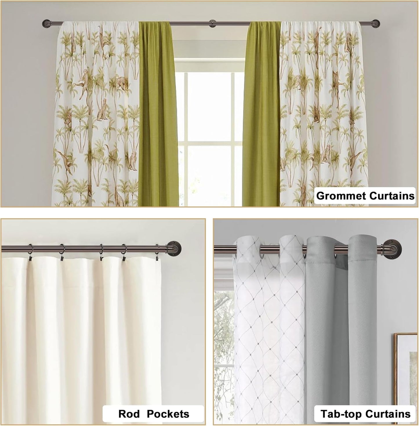 Industrial Curtain Rods 18 to 45 in,Wrap Around Rods, Adjustable Curtain Pole,1 in Diameter Pipe Wall or Ceiling Mounted,for Living Room(Brushed Crimson Black18” to 45”)