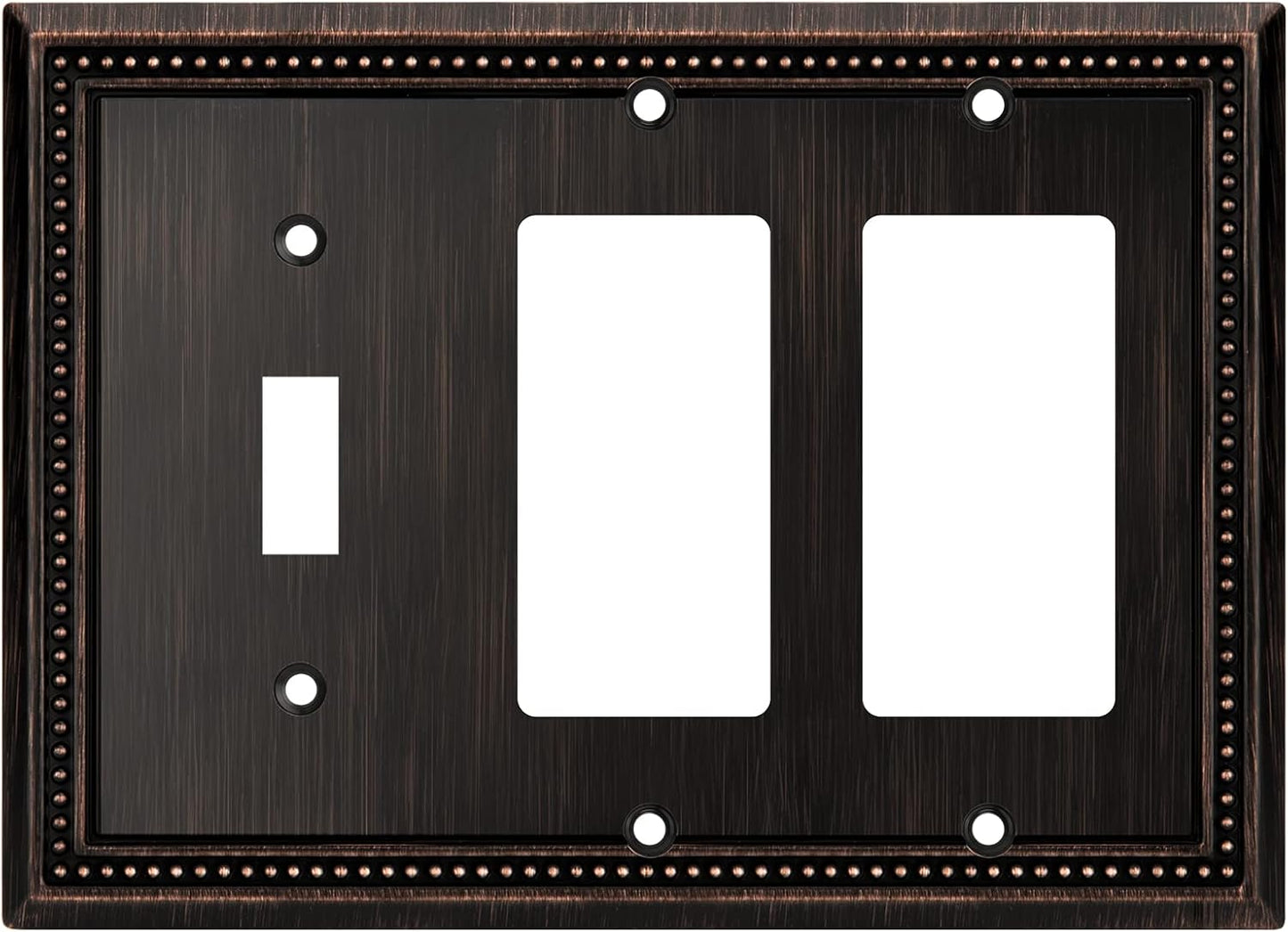 Henne Bery Sunken Pearls Heavy Duty Decorative Wall Plate Switch Plate Outlet Cover (Single Toggle/Double Decorator, Aged Bronze)