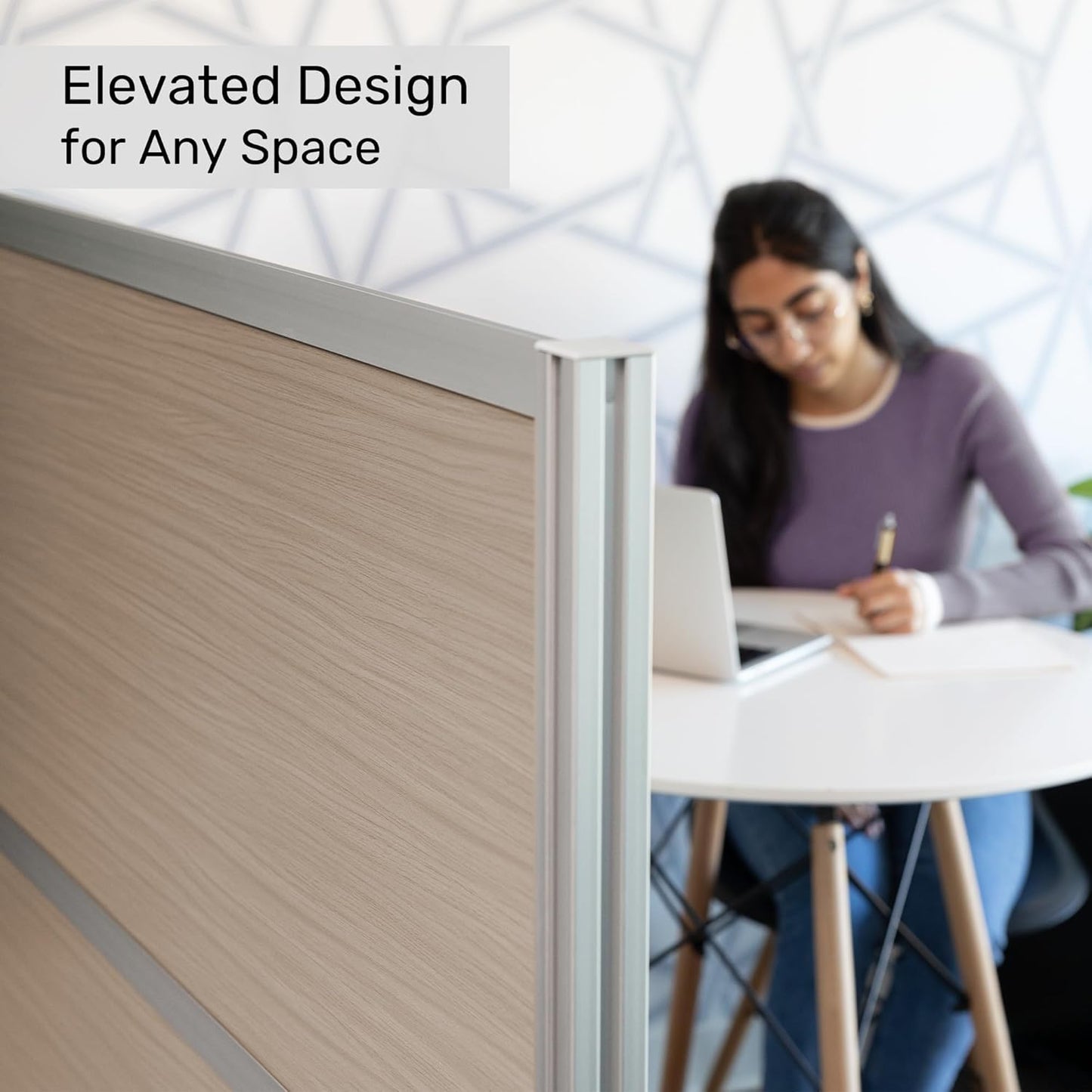 Stand Up Desk Store Oakwood Aesthetic Modular Walls | Room Divider Wall with Durable Woodgrain-Inspired Finish | Modular Office Partition Wall for Offices, Classrooms, and Coworking 70" W x 48" H