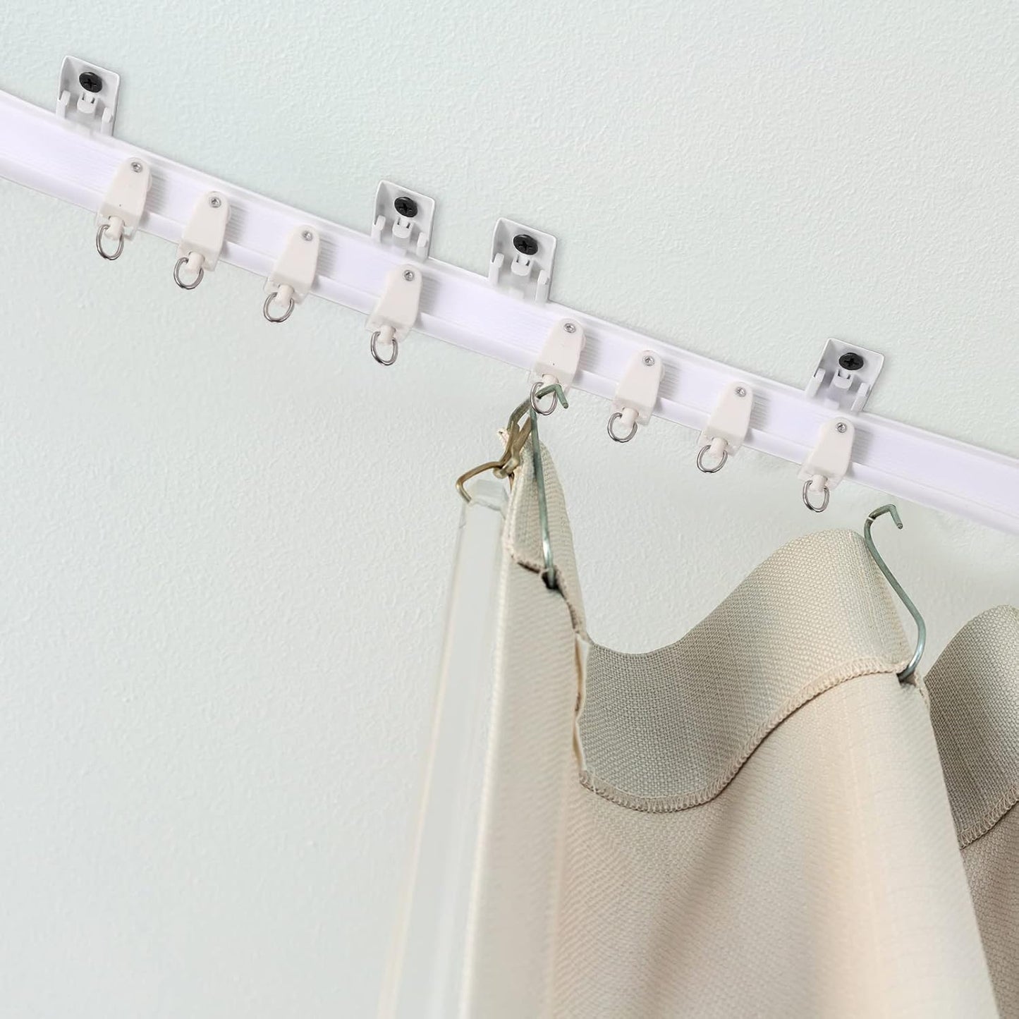 Jetec Curtain Tracks Ceiling Flexible Curtain Track Bendable Rail Curved Wall Mounted for Living Room Bedroom Divider Rod RV(10 Meter/ 32.8 Feet,White)