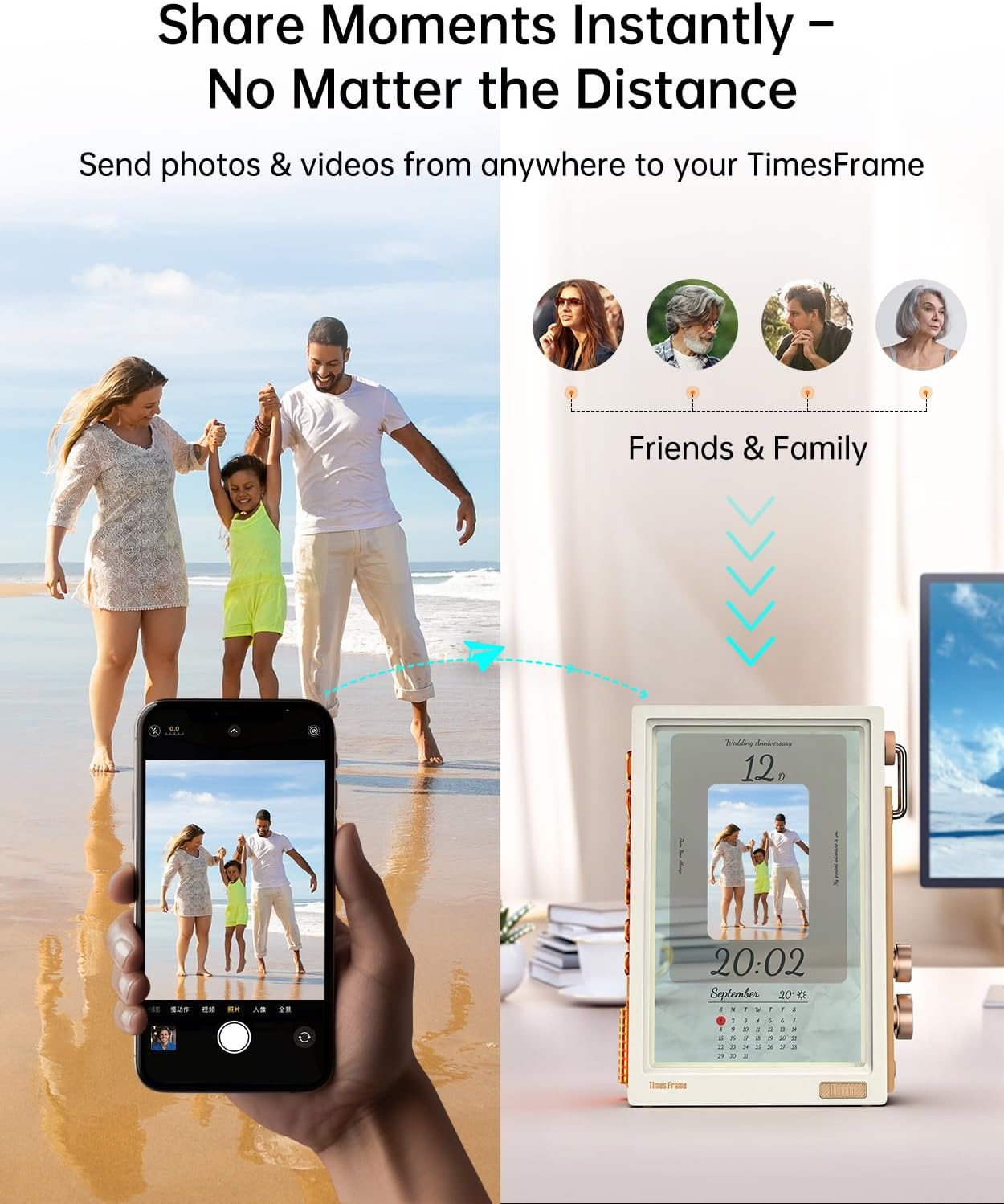 Divoom Times Frame-10.1" WiFi Digital Picture Frame with 64GB, Free App with No Subscription Fees, Supports Uploading Photos/Videos/Calendars/Weather/Sports Scores and Various DIY Content