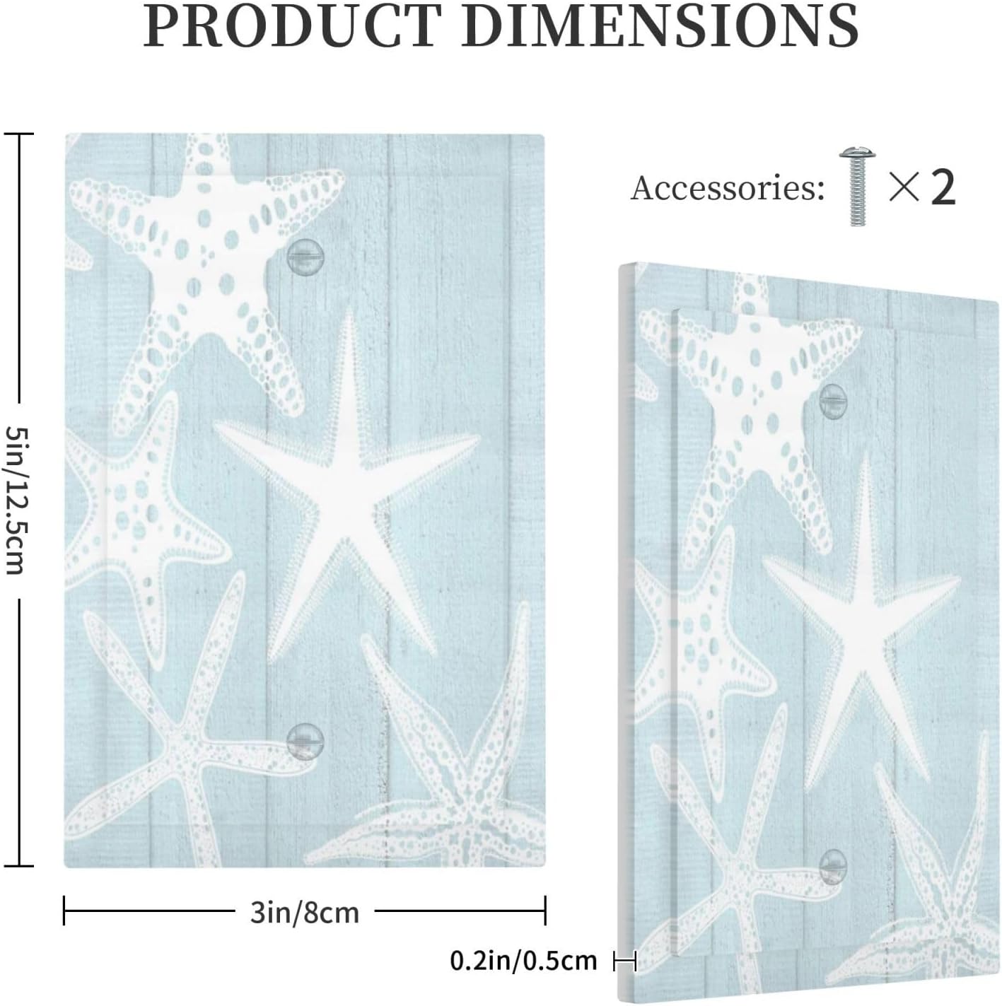 Beach Starfish Vintage Wood Rustic Country Ocean Light Switch Cover Plate 1 Gang No Device Blank Electrical Wall Plates Faceplate Decorative Switch Plate Covers for Farmhouse Kids Room Decor