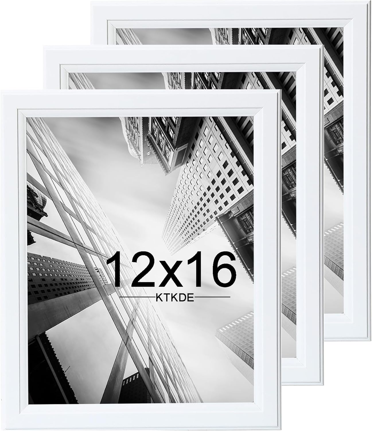 KTKDE 12x16 Picture Frame Set of 3,White Wooden frames, Vertical & Horizontal Wall Hanging for Wall Display,Studio Gallery Photo Frame for Photos, Posters & Art Prints