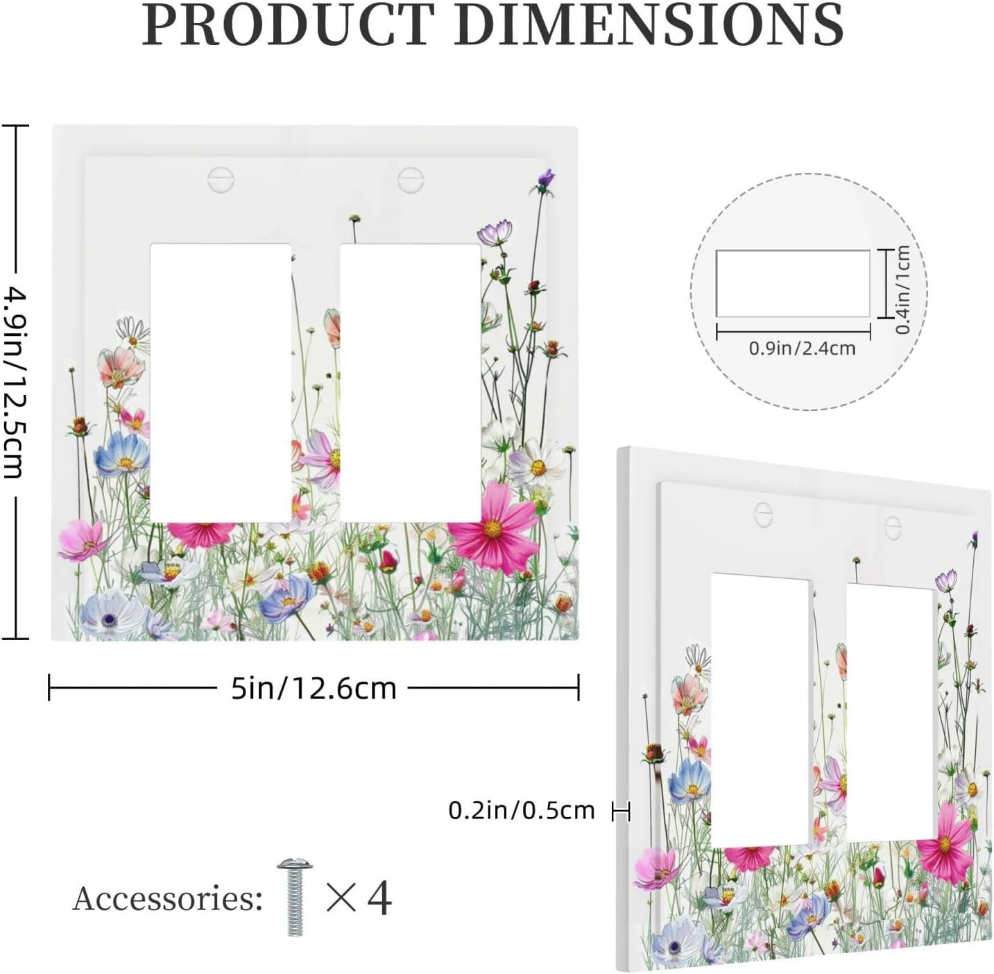 Decorative Outlet Covers Boho Colorful Flowering Plant Wild Flower 2 Gang Double Gfci Rocker Electrical Wall Panels Light Switch Cover Plate For Bed Room Living Room Decor