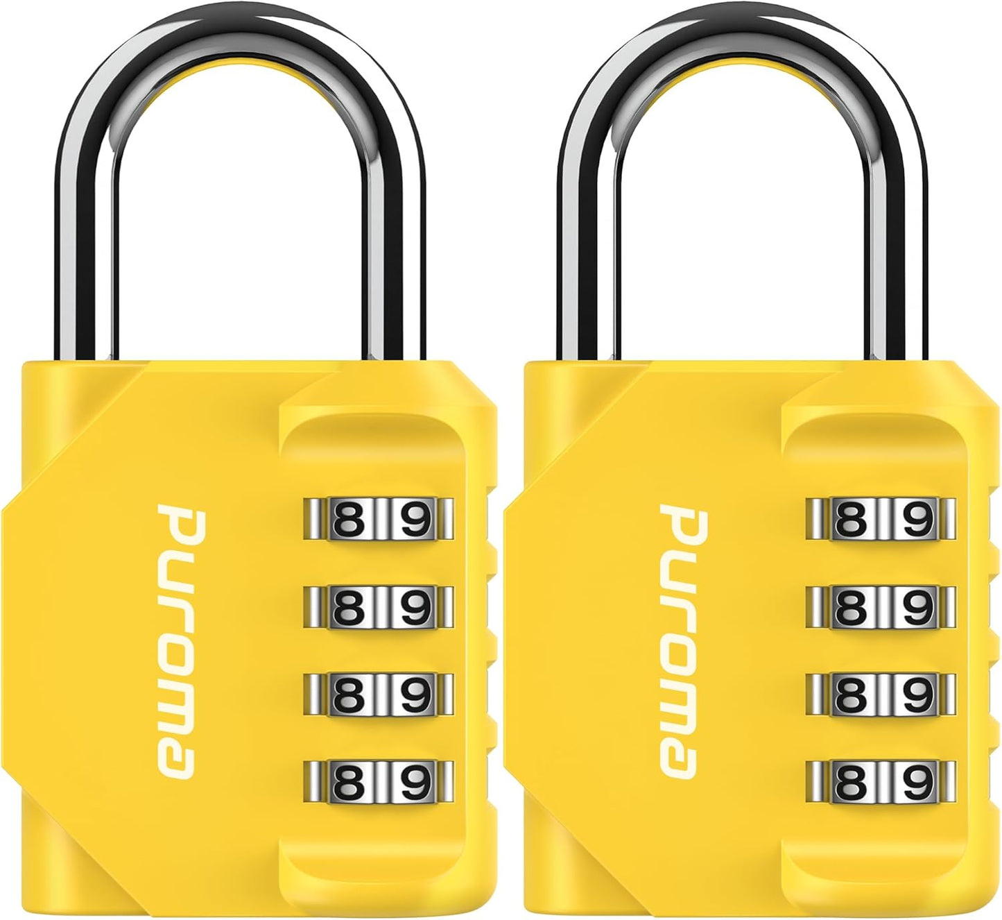 Puroma 2 Pack Combination Lock for Locker 4 Digit Outdoor Waterproof Padlock for School, Gym, Sports, Fence, Toolbox, Gate, Case, Outdoor, Hasp Storage, Cabinets (Yellow)