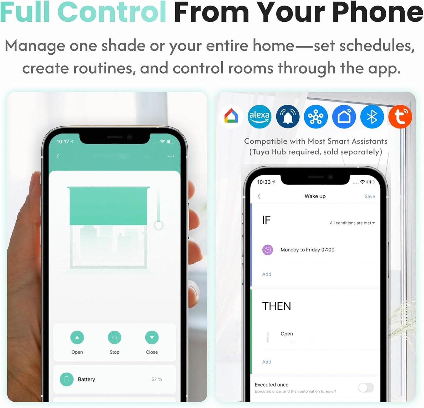 Aura Roller Smart Shade Driver, Remote Control & WiFi Dongle | Automate Existing Blinds | Beaded Window Shade Compatible | Rechargeable Long-Life Battery | Set Up Schedules | Hands Free Voice Control