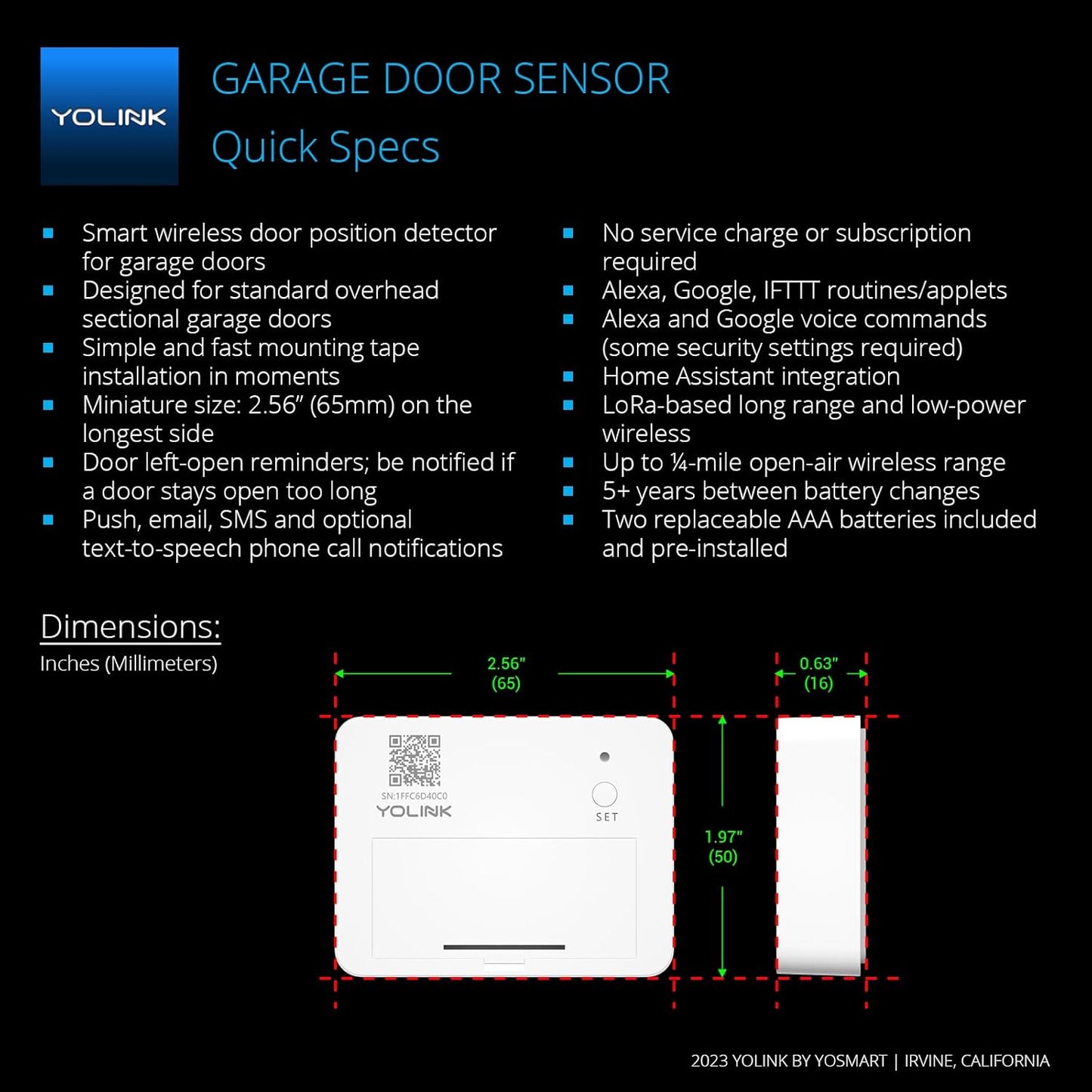 YoLink Garage Door Controller and Wireless Sensor - Remote Control Existing Garage Door Opener, 1/4 Mile World's Longest Range Garage Door Control Kit Compatible with Alexa IFTTT, YoLink Hub Required